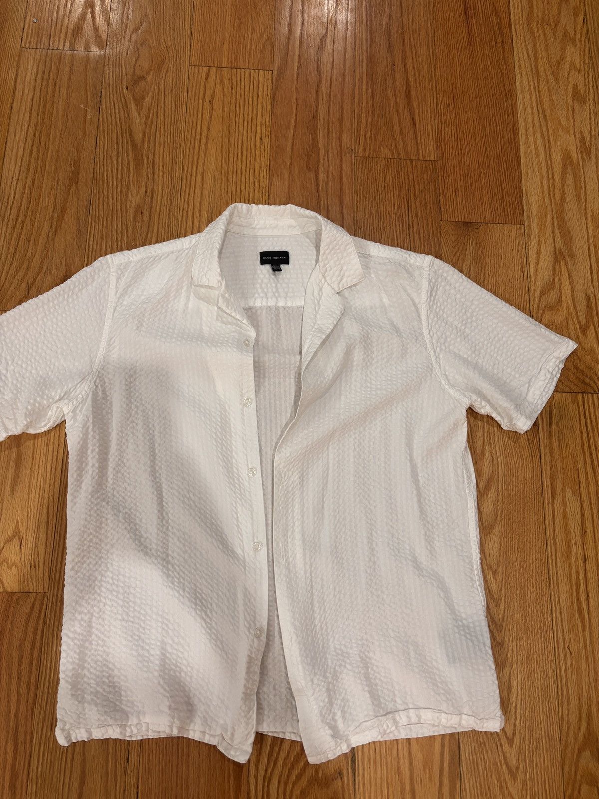 Club Monaco Club Monaco Men's Short Sleeve Camp Collar Seersucker Shirt Size US S / EU 44-46 / 1 - 2 Thumbnail
