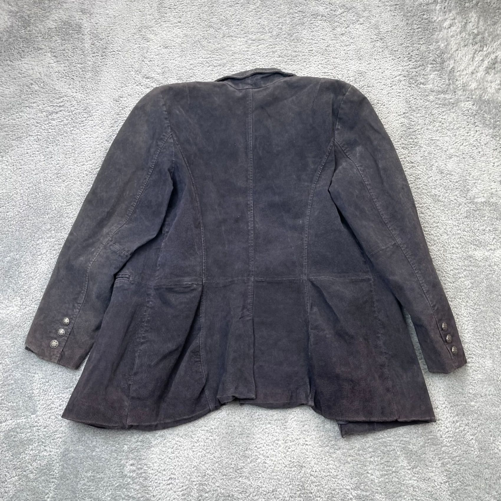 Denim & Co. Denim & Co Jacket Womens L Blue Genuine Leather Coat Single Breasted Lined Short Sleeve Casual Size L / US 10 / IT 46 - 2 Thumbnail