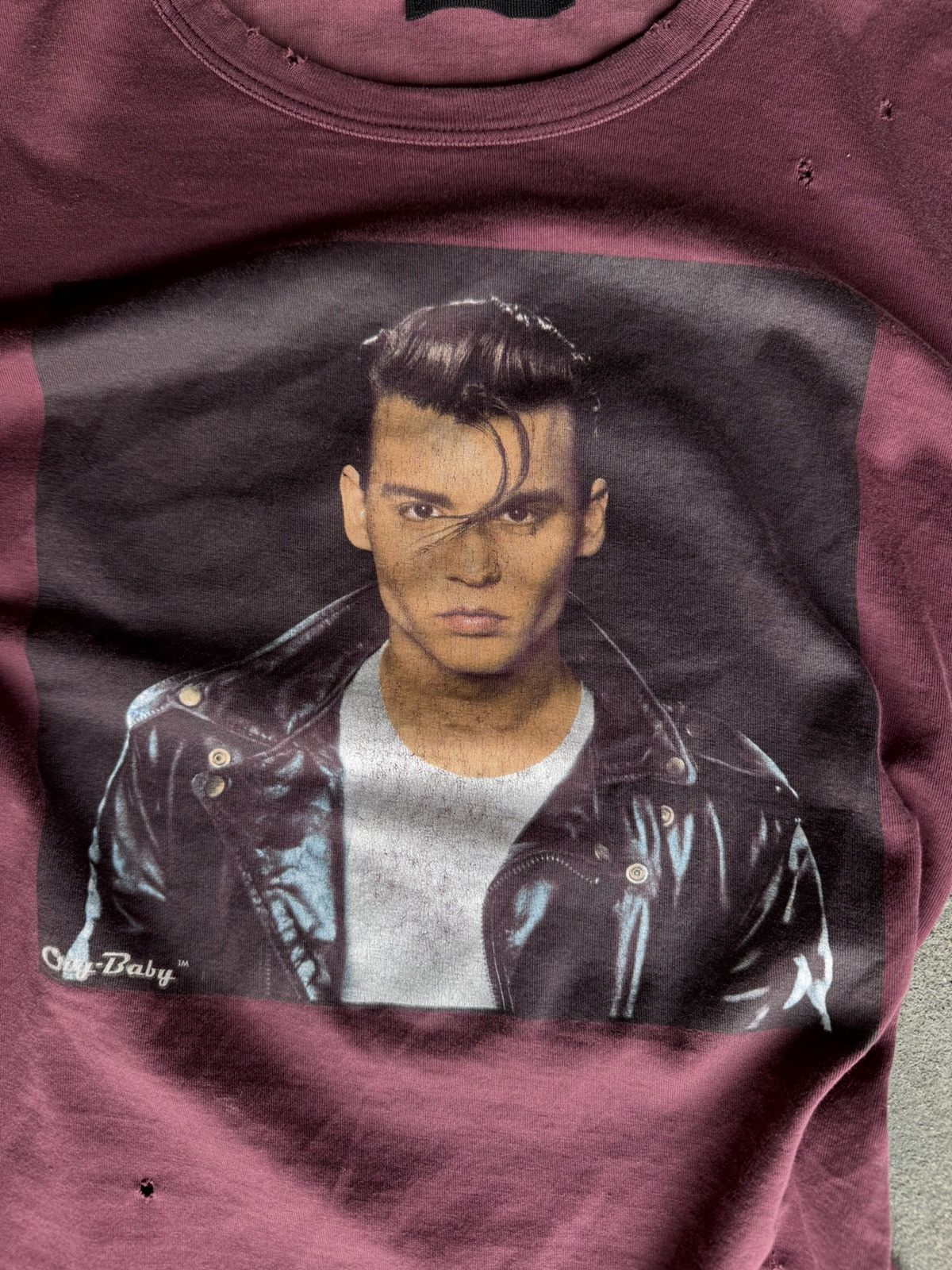 Dolce & Gabbana Dolce & Gabbana Johnny Depp Graphic Tee – Distressed Burgund Size US S / EU 44-46 / 1 - 4 Thumbnail