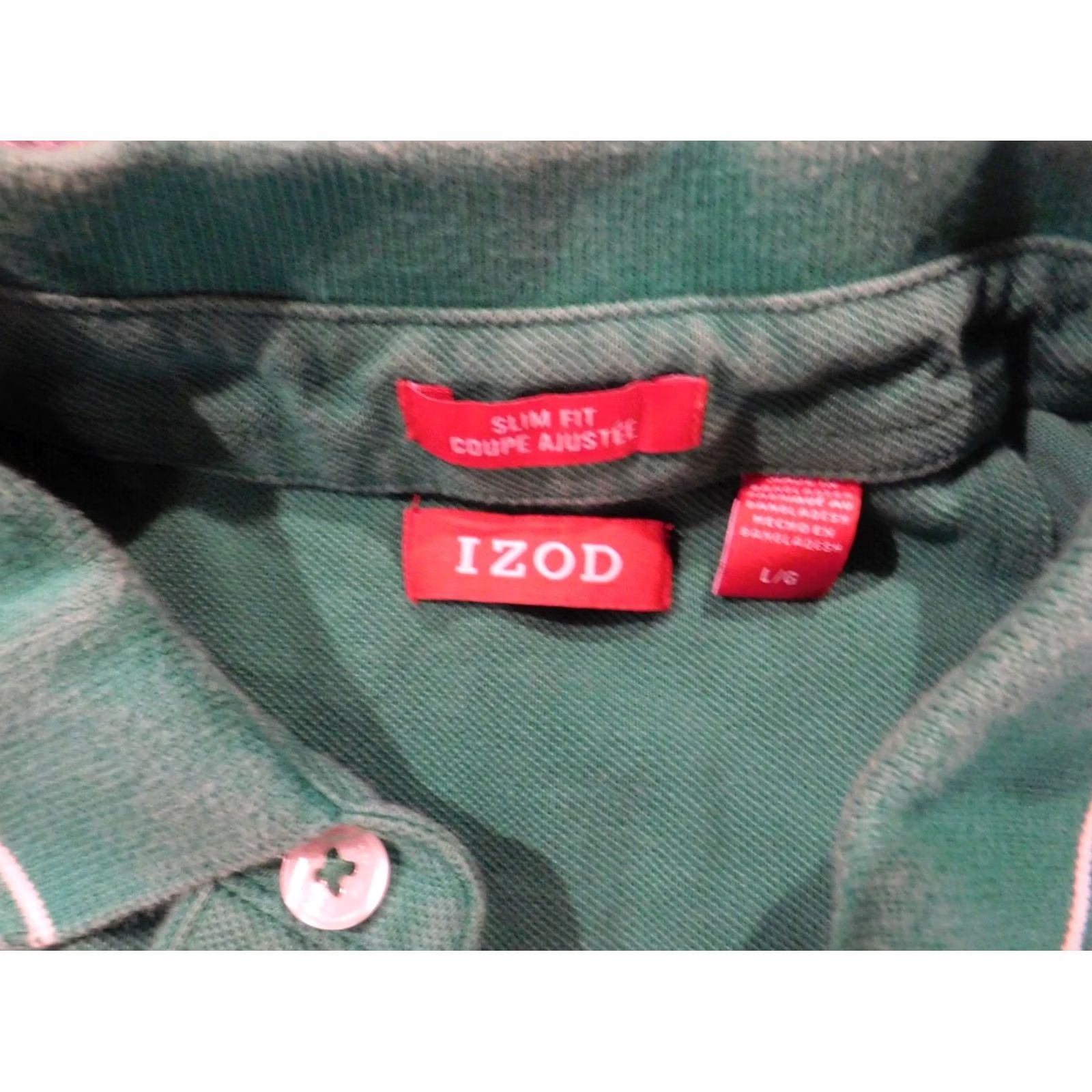 Izod Izod Polo Shirt L Green Slim Fit Button Mens Golf Shirt Size US L / EU 52-54 / 3 - 6 Thumbnail
