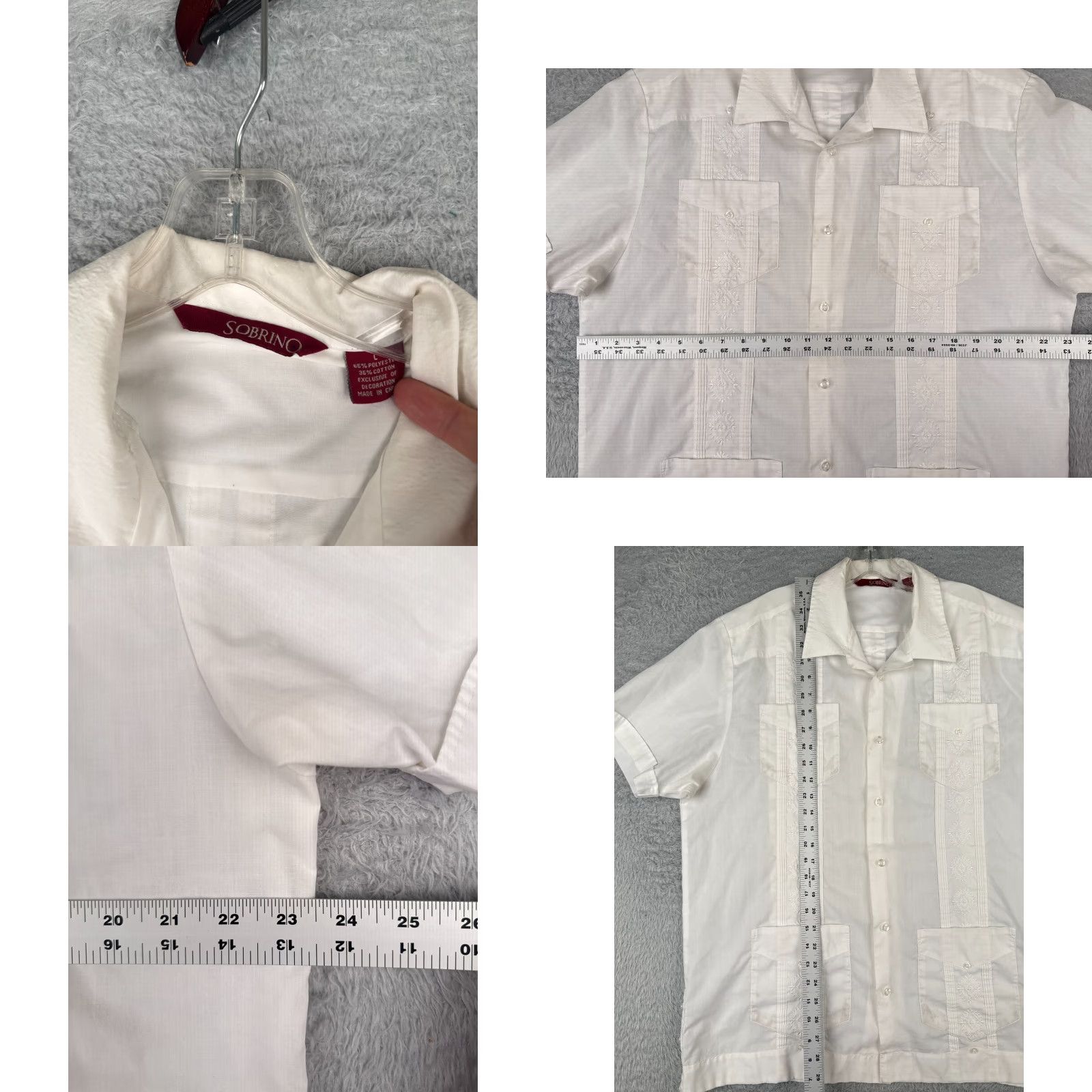 Vintage Sobrino Shirt Adult Large White Button-Up Polyester Blend 4 Pocket Read Size US L / EU 52-54 / 3 - 8 Thumbnail