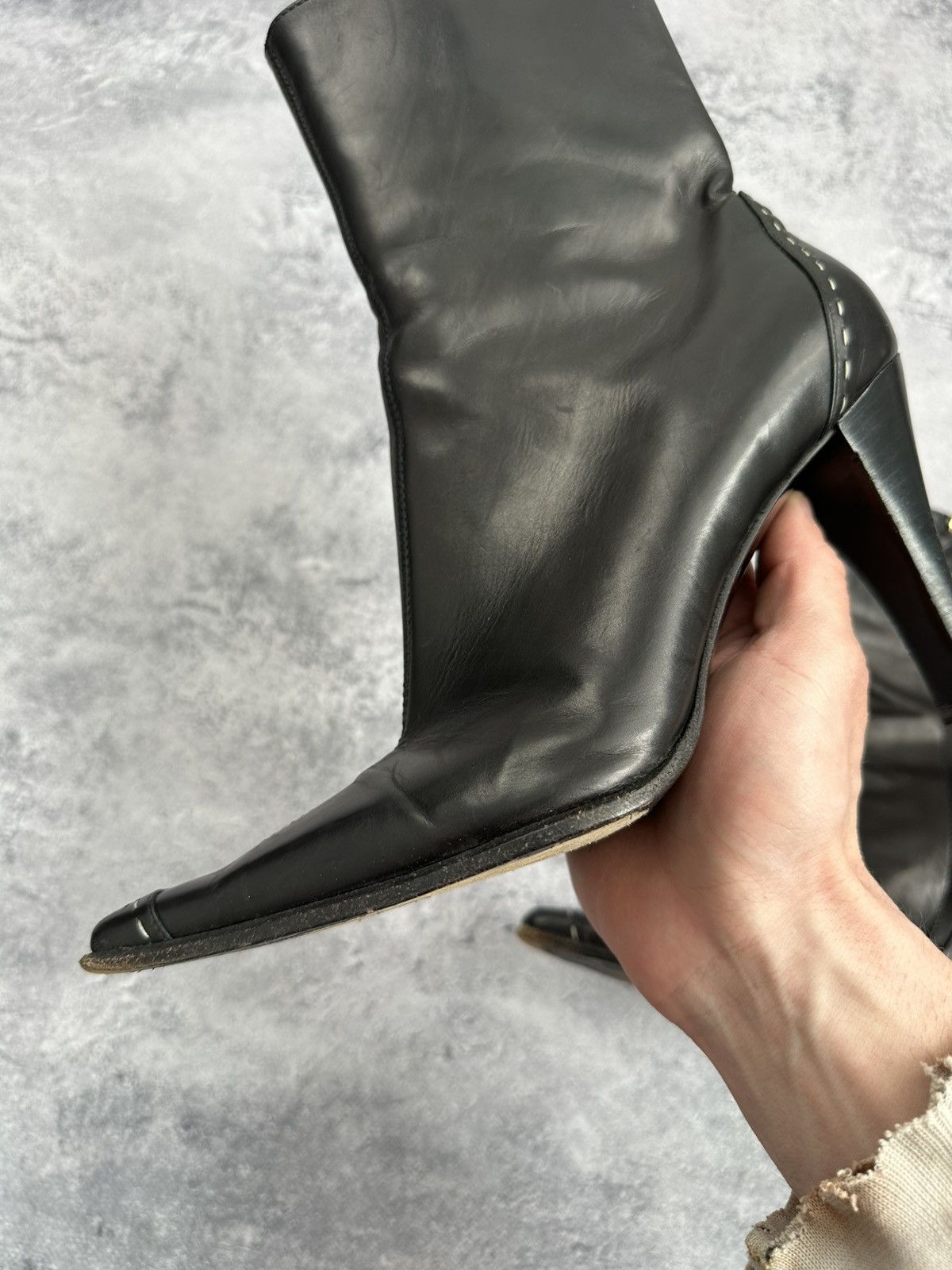Gucci Gucci by Tom Ford Vintage Leather Boots Black Heels 39 1/2C Size US 9.5 / IT 39.5 - 18 Thumbnail