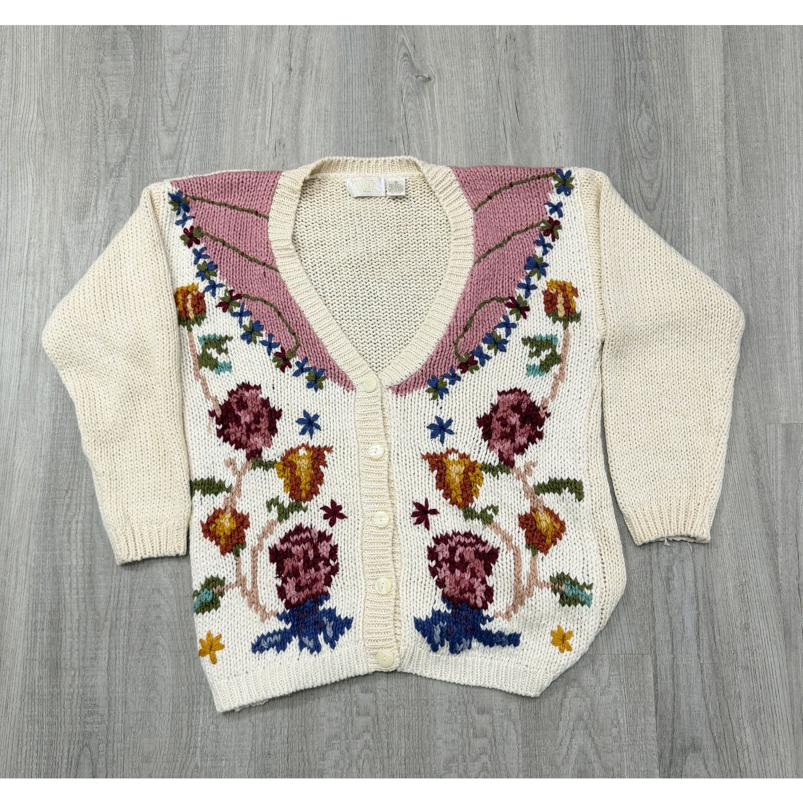 Vintage Vintage Needles & Yarn Cardigan Sweater Women's Small Cream Size S / US 4 / IT 40 - 1 Thumbnail