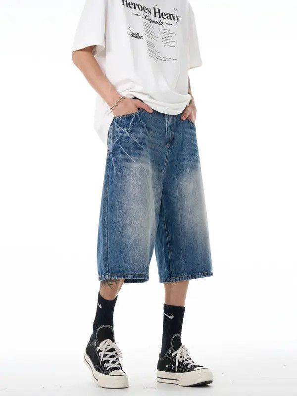 VIBE Lightning Blue Jorts, Baggy Denim Jean Shorts Size US 32 / EU 48 - 4 Thumbnail