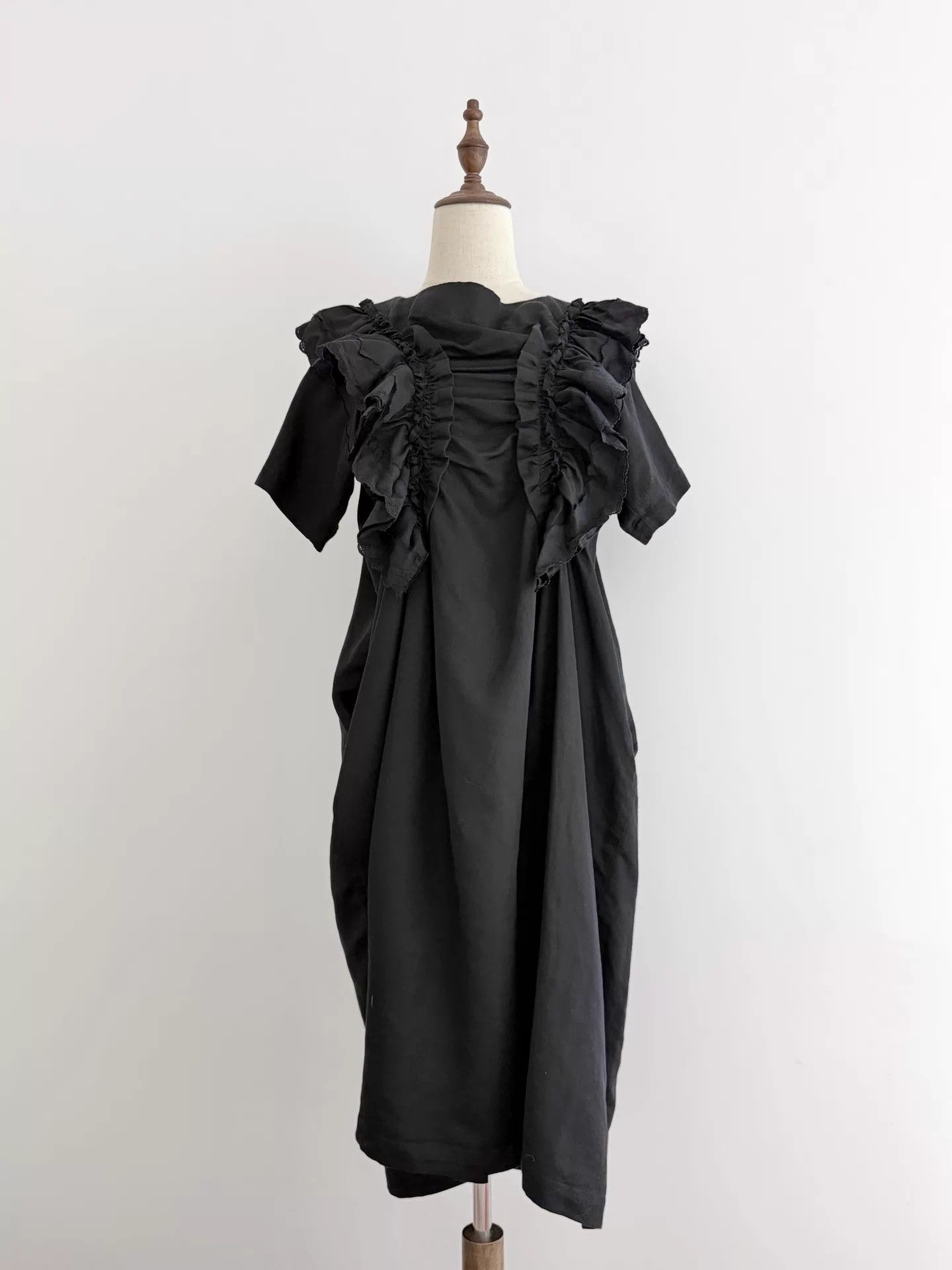 Comme des Garcons CDG 21SS Tricot Pleated Black CottonLinen Pocketed Dress Size M / US 6-8 / IT 42-44 - 5 Thumbnail