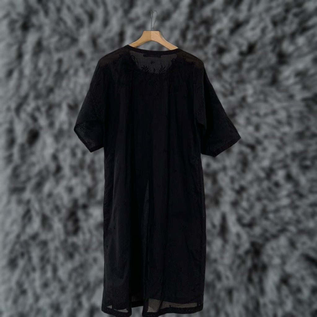 Vintage VINTAGE Gudrun Sjöden Cardigan Jacket Women Sz S Black Embroidered Organic Cotton Lagenlook Buttoned 100% Cotton Womens Size S / US 4 / IT 40 - 1 Thumbnail