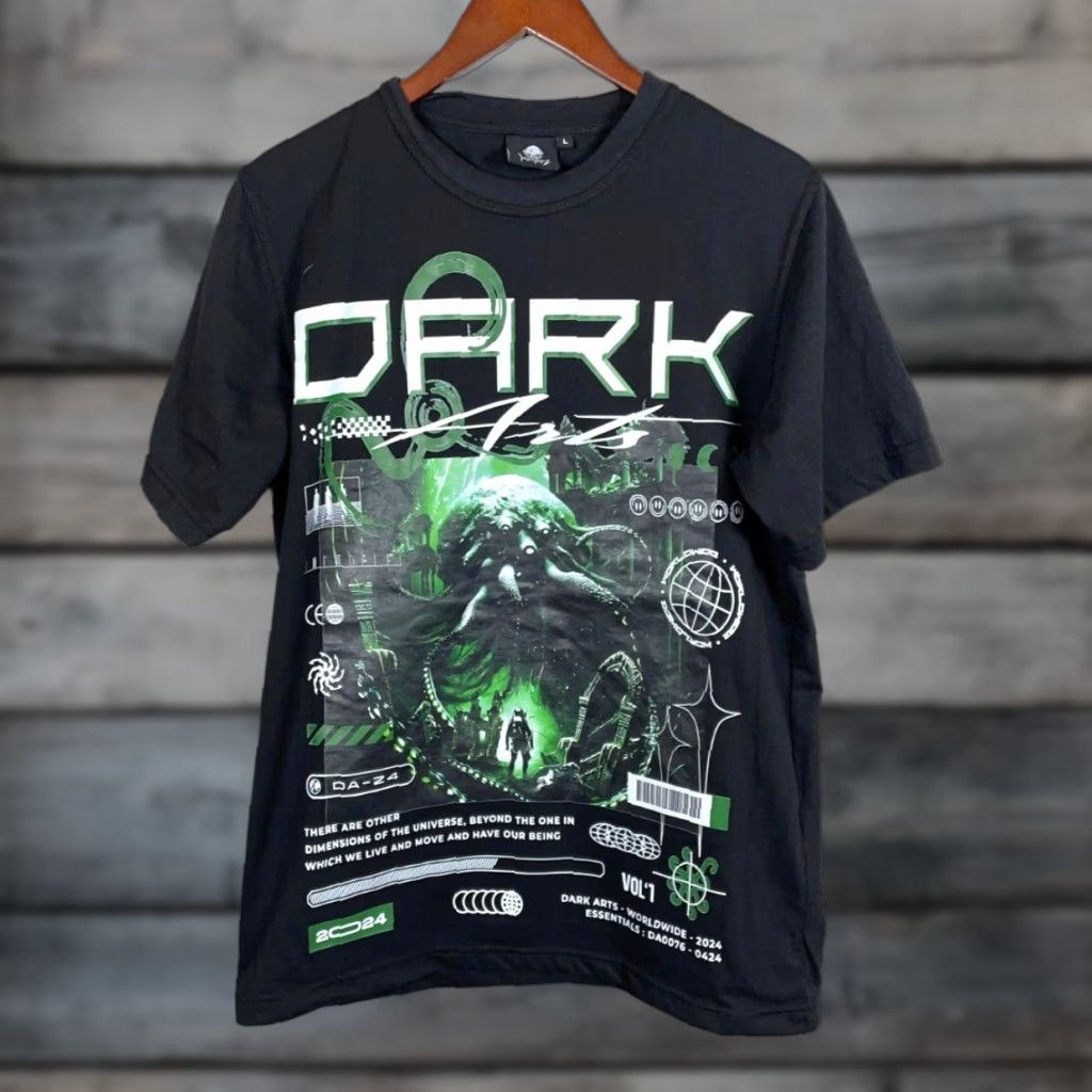 Vintage Dark Arts Octopus Dimensions Vintage T-Shirt Men Large Graphic Print Black Cotton Streetwear Size US L / EU 52-54 / 3 - 1 Thumbnail