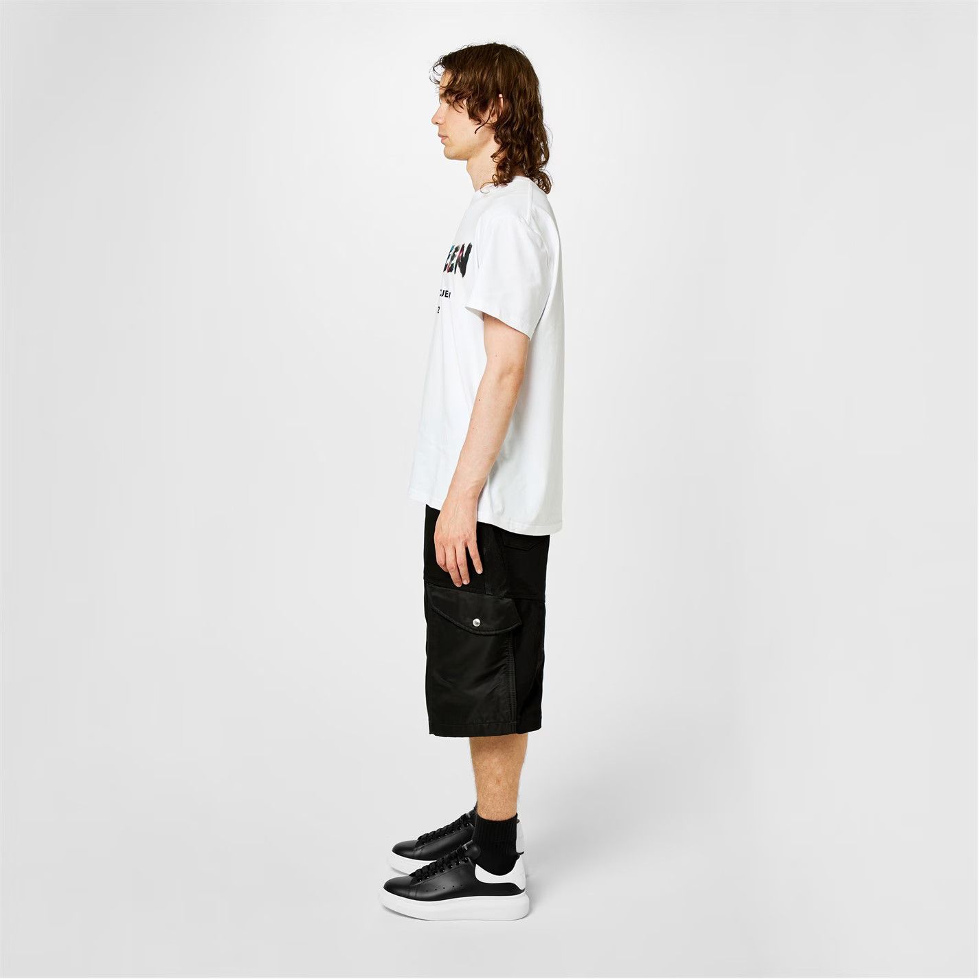 Alexander McQueen o1g2r1mq0326 Oversized Leather Trainers in Black/White Size US 6.5 / EU 39-40 - 5 Thumbnail