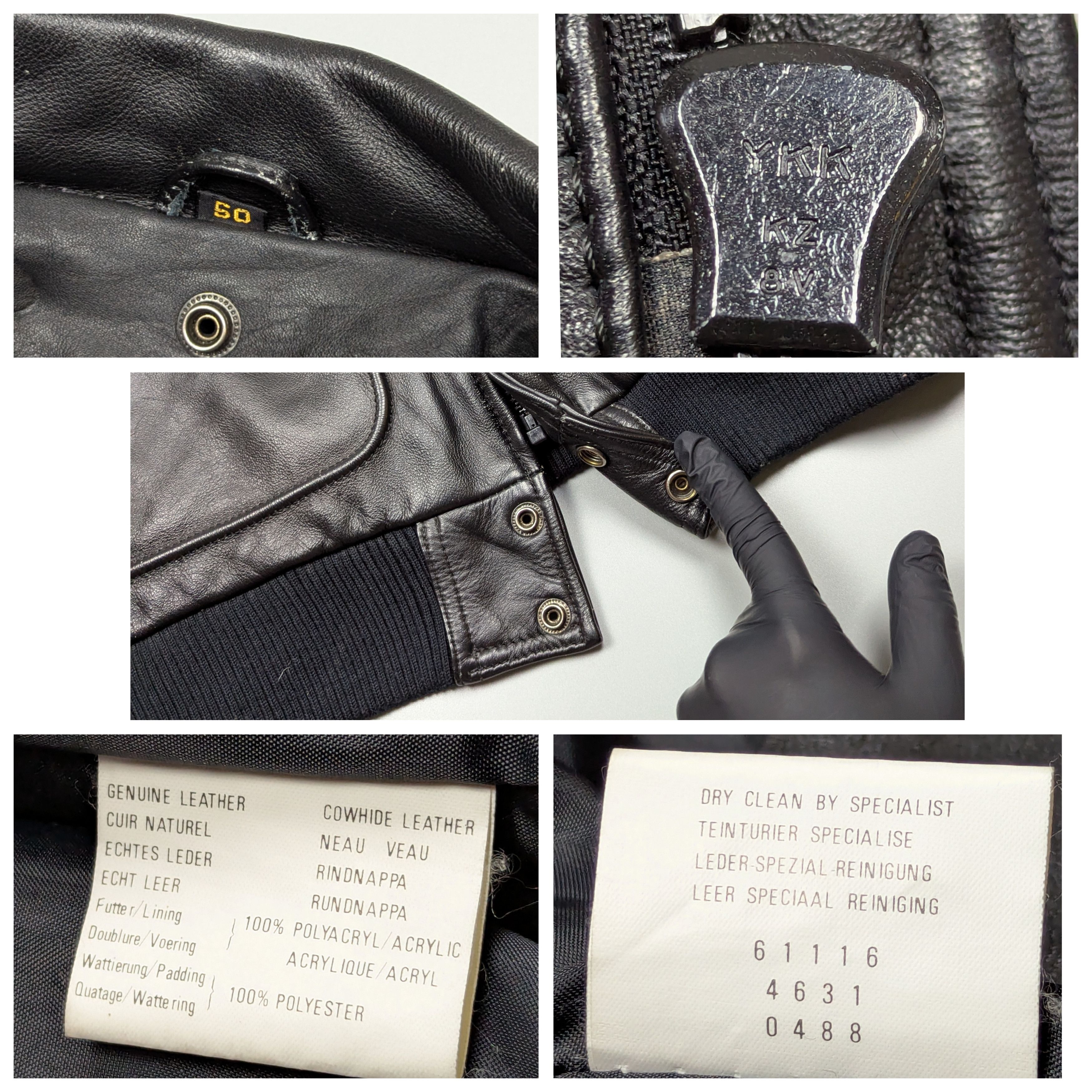 Leather × Vintage Men's Black Heavy Leather Biker Jacket Pilot Bomber Size US L / EU 52-54 / 3 - 13 Thumbnail