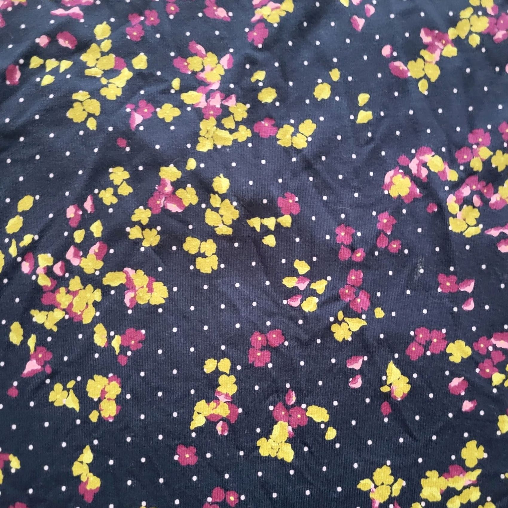 J. Jill J Jill Top Shirt Womens L Black Polka Dot Floral Short Sleeve Stretch Casual Blouse Size L / US 10 / IT 46 - 5 Thumbnail