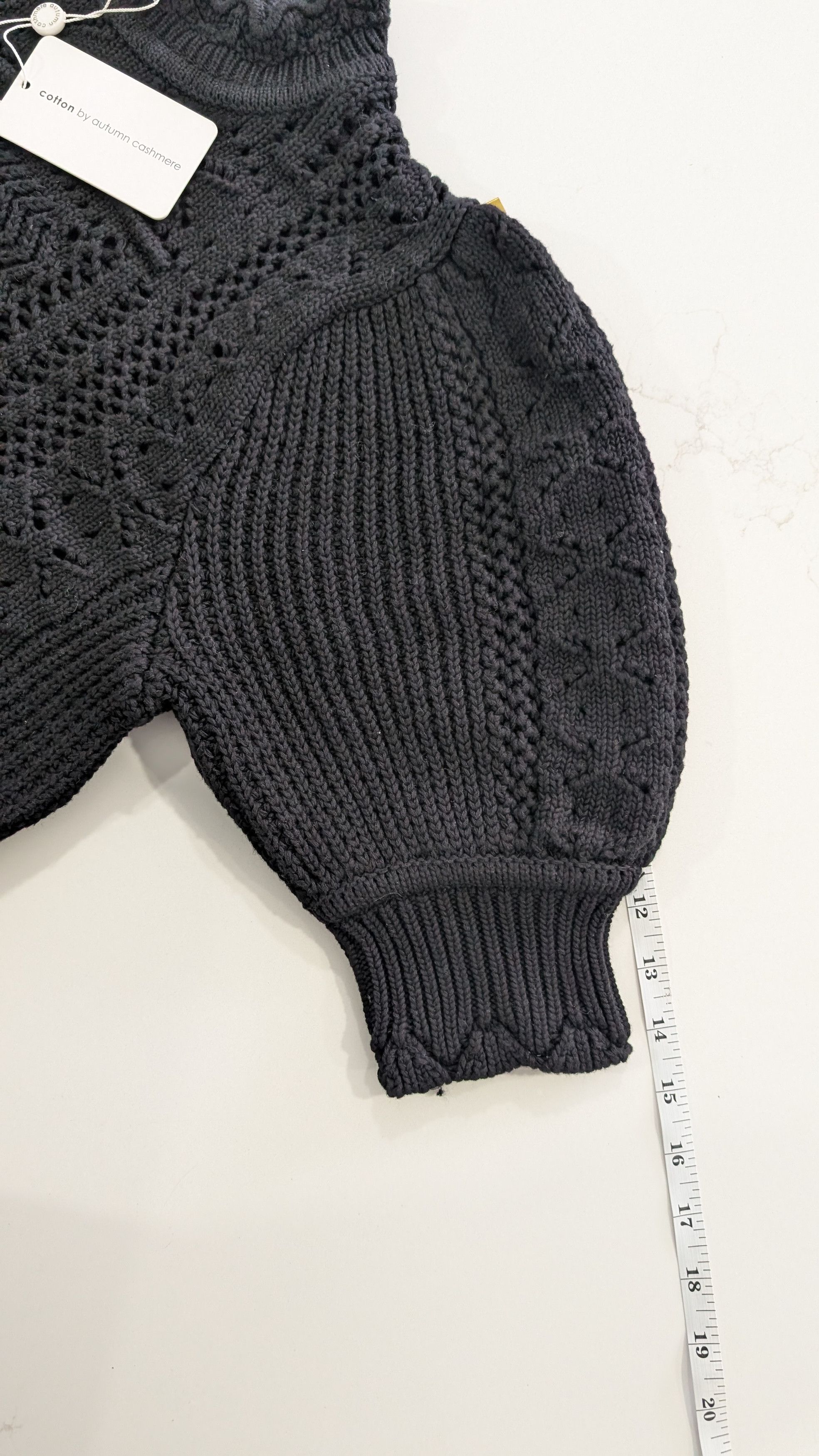 Autumn Cashmere AUTUMN CASHMERE Puff Sleeve Tile Stitch Mock Neck Size M Size M / US 6-8 / IT 42-44 - 5 Thumbnail