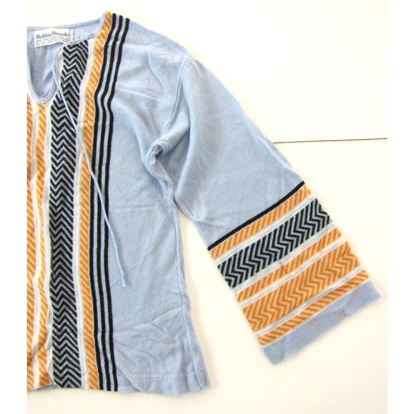Vintage VINTAGE Bobbie Brooks Knit Blue Stripe Long Flare Sleeve Pullover Sweater M Bohemian Womens Size M / US 6-8 / IT 42-44 - 6 Thumbnail
