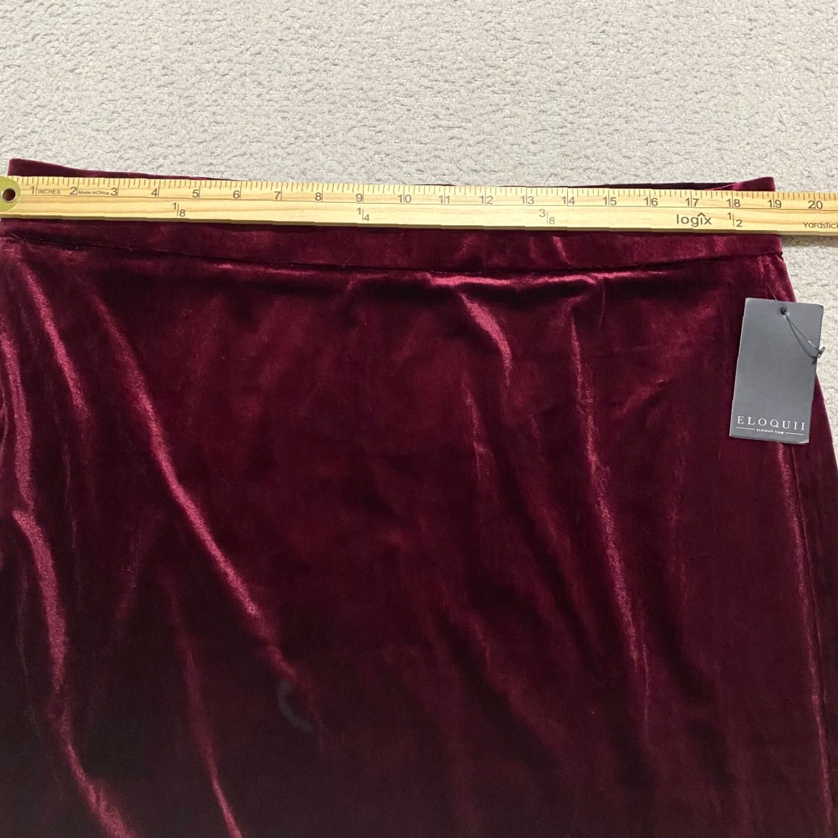 Vintage NWT Eloquii Skirt Womens 18 Plus Velvet Red Knee Length A-Line Slit Back 2973 Size 40" / US 18 - 5 Thumbnail