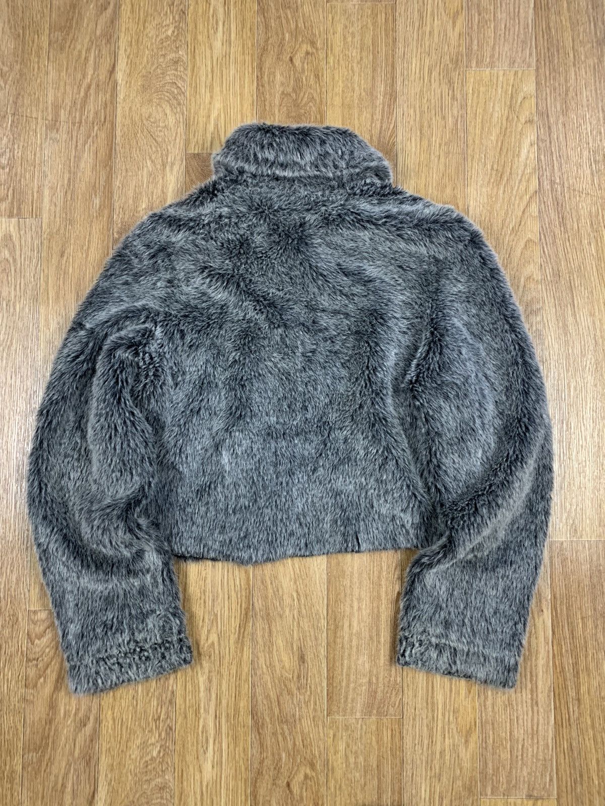 If Six Was Nine × Le Grande Bleu (L.G.B.) Fur Faux Grey Woolf Opium Crooped Jacket Size M / US 6-8 / IT 42-44 - 4 Thumbnail