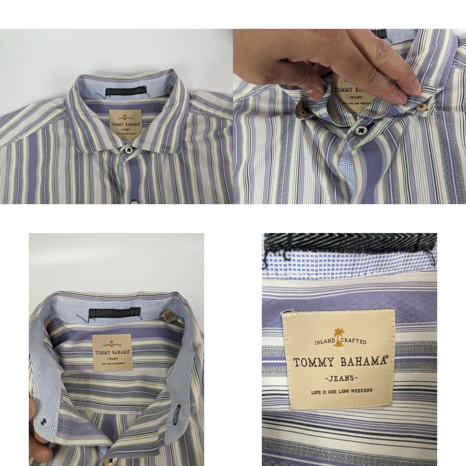 Tommy Bahama Tommy Bahama Shirt Men's Large Striped Long Sleeve Island Crafted Flip Cuff Size US L / EU 52-54 / 3 - 8 Thumbnail