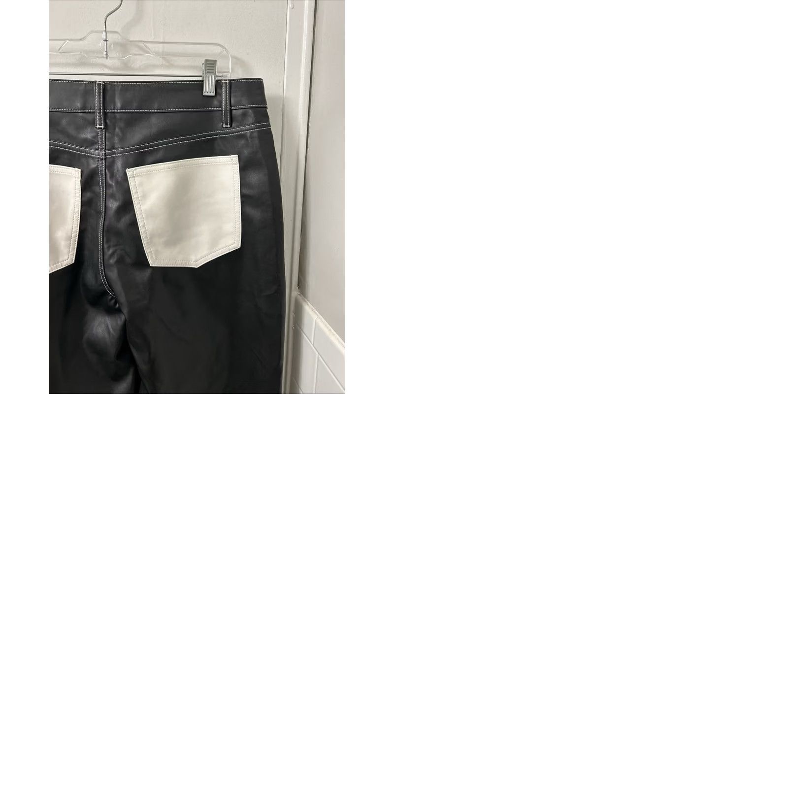 Fashion Nova VINTAGE Fashion Nova Won't Follow The Rules Faux Leather Pants Womens XL Black White NWT Size 40" / US 18 - 9 Thumbnail