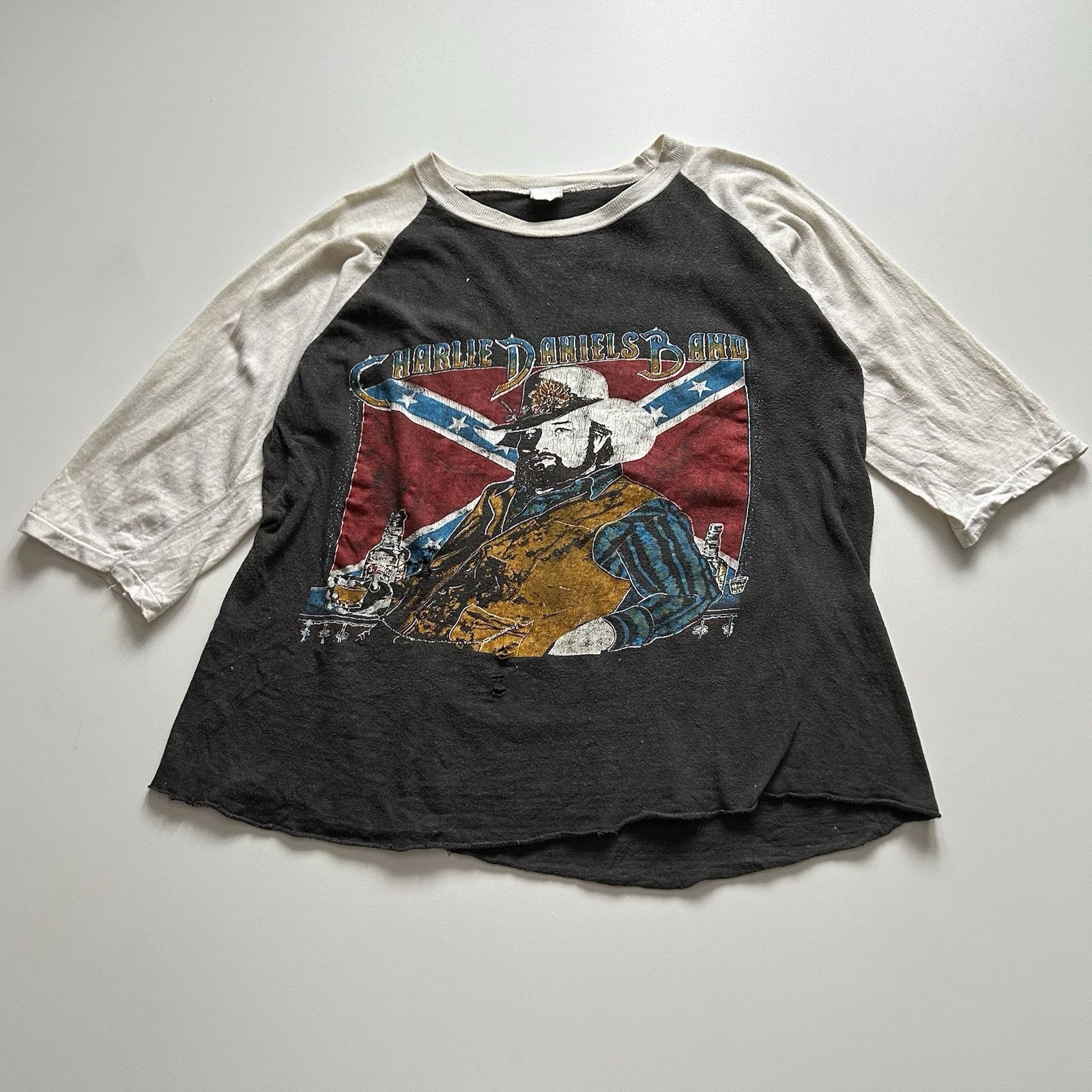 Vintage 80s Charlie Daniels Band Raglan T Shirt Small Rare
