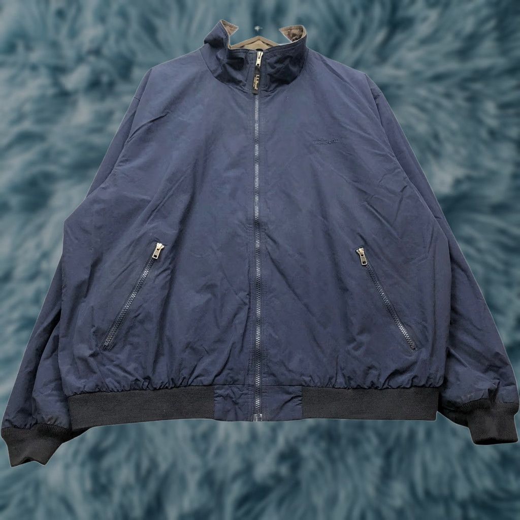 Vintage LL Bean Lined Nylon Bomber Jacket Mens XXL Navy Full Zip Pockets Logo Wind Water Resistant Size US XXL / EU 58 / 5 - 1 Thumbnail