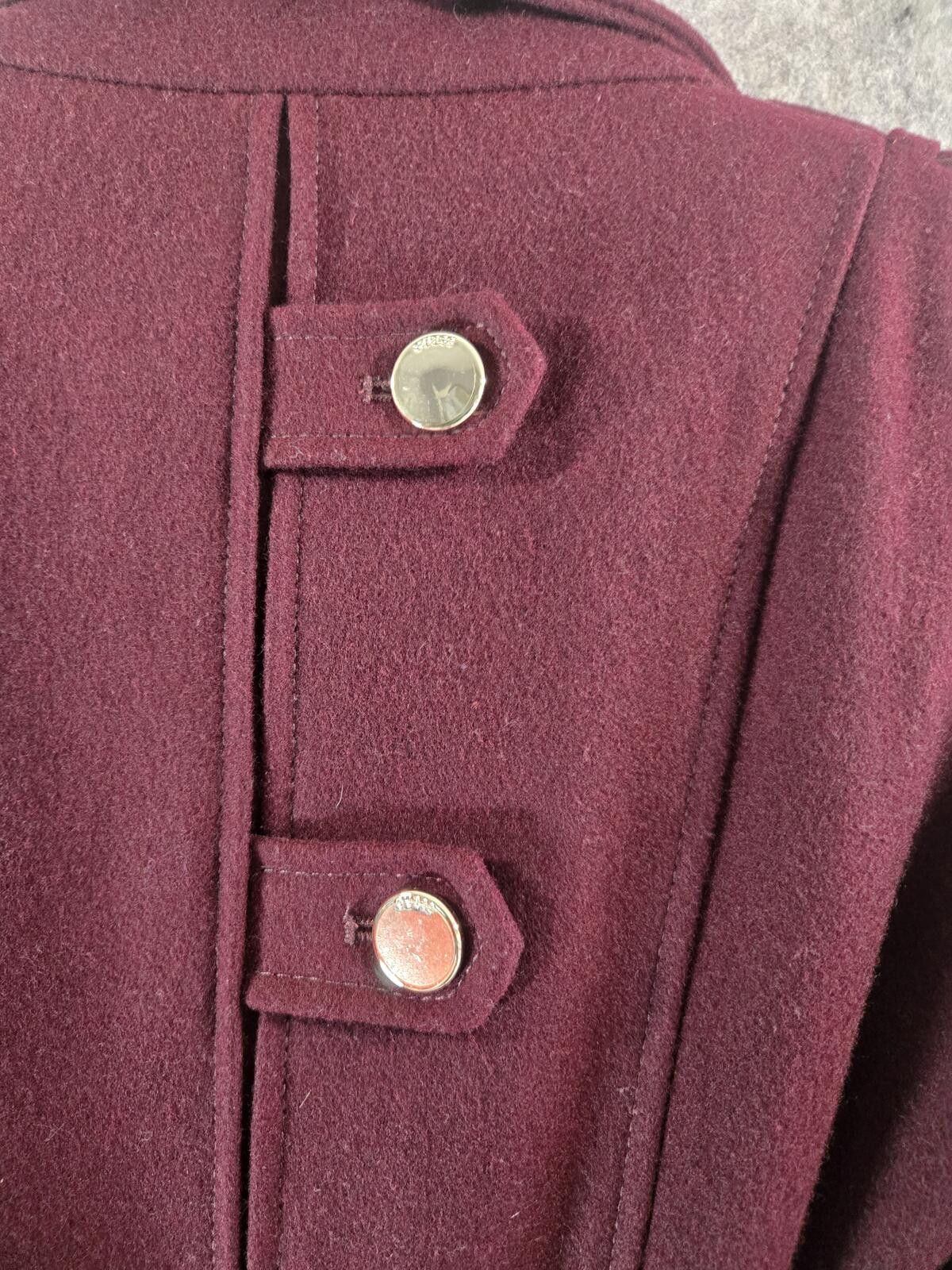 Guess GUESS Asymmetrical Belted Wool Walker Trench Coat Wine Size XS / US 0-2 / IT 36-38 - 9 Thumbnail