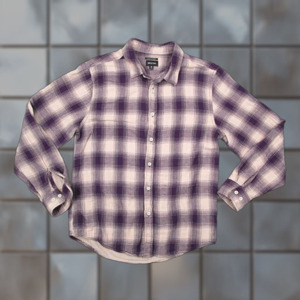 Brixton Brixton Button-Up Shirt Mens Medium Purple Check Flannel Long Sleeve Casual Size US M / EU 48-50 / 2 - 1 Thumbnail