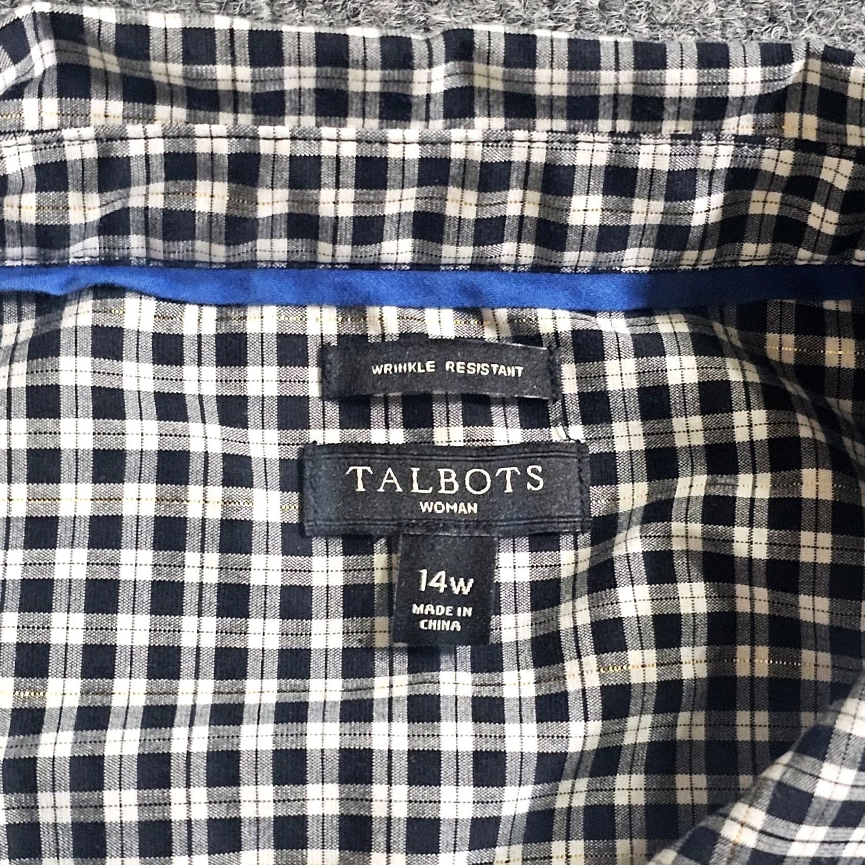 Talbots Talbots Shirt Women 14W Black White Plaid Button Long Sleeve Career Casual Shirt Size XL / US 12-14 / IT 48-50 - 3 Thumbnail