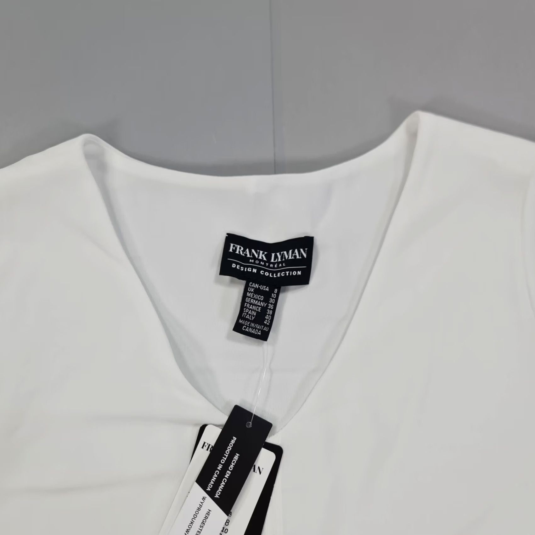 Vintage VINTAGE? Frank Lyman Womens Blouse White 10 UK Short Sleeves Top Made in Canada Size L / US 10 / IT 46 - 2 Thumbnail