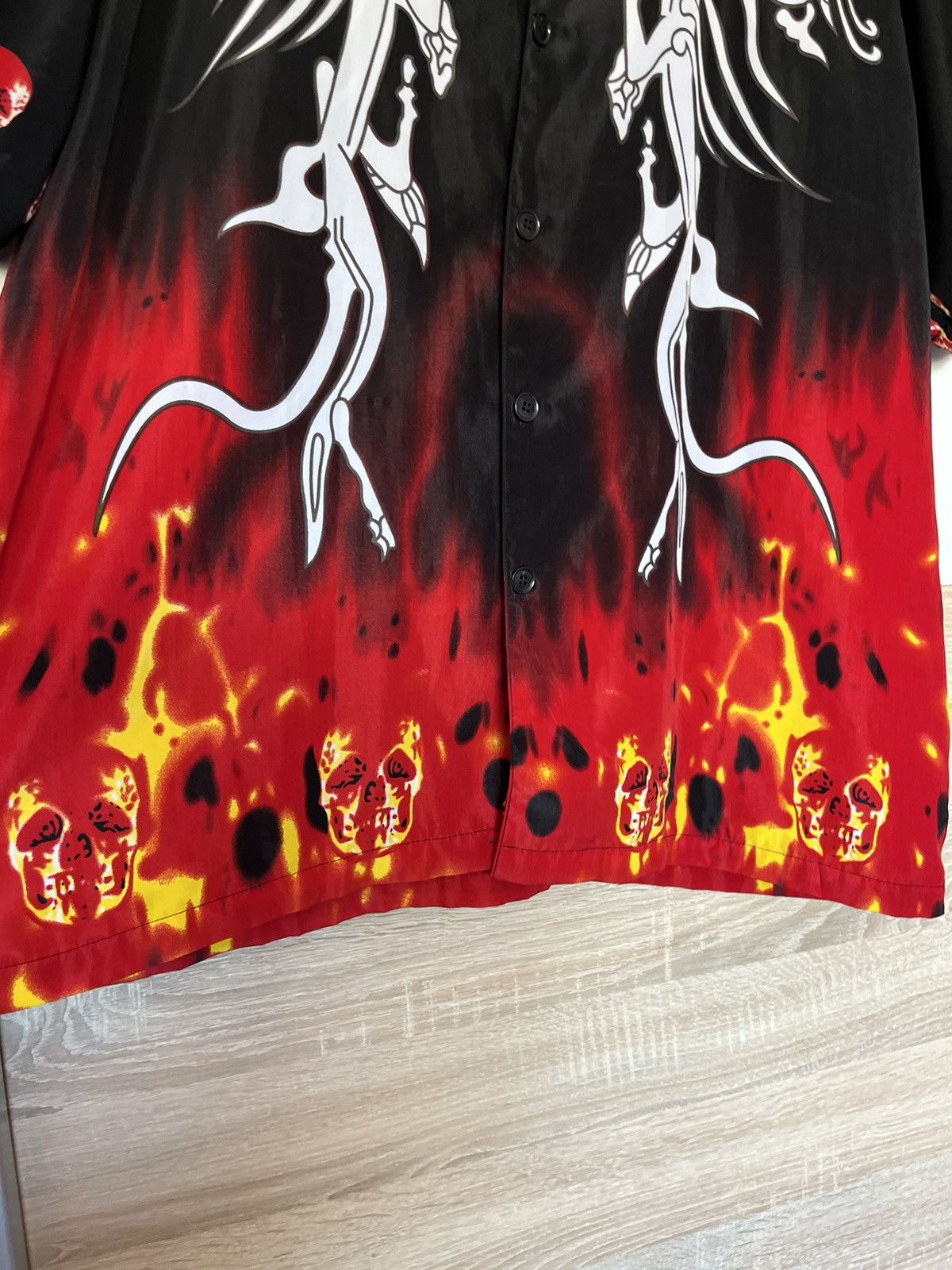 Vintage Vintage 90’s Hell Fire Skull Skeleton Graphic Shirt Opium Size US L / EU 52-54 / 3 - 3 Thumbnail