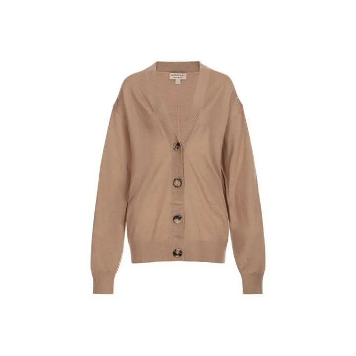 Burberry Burberry Beige V-Neck Long Sleeve Wool Sweater 0079 Size M / US 6-8 / IT 42-44 - 1 Thumbnail
