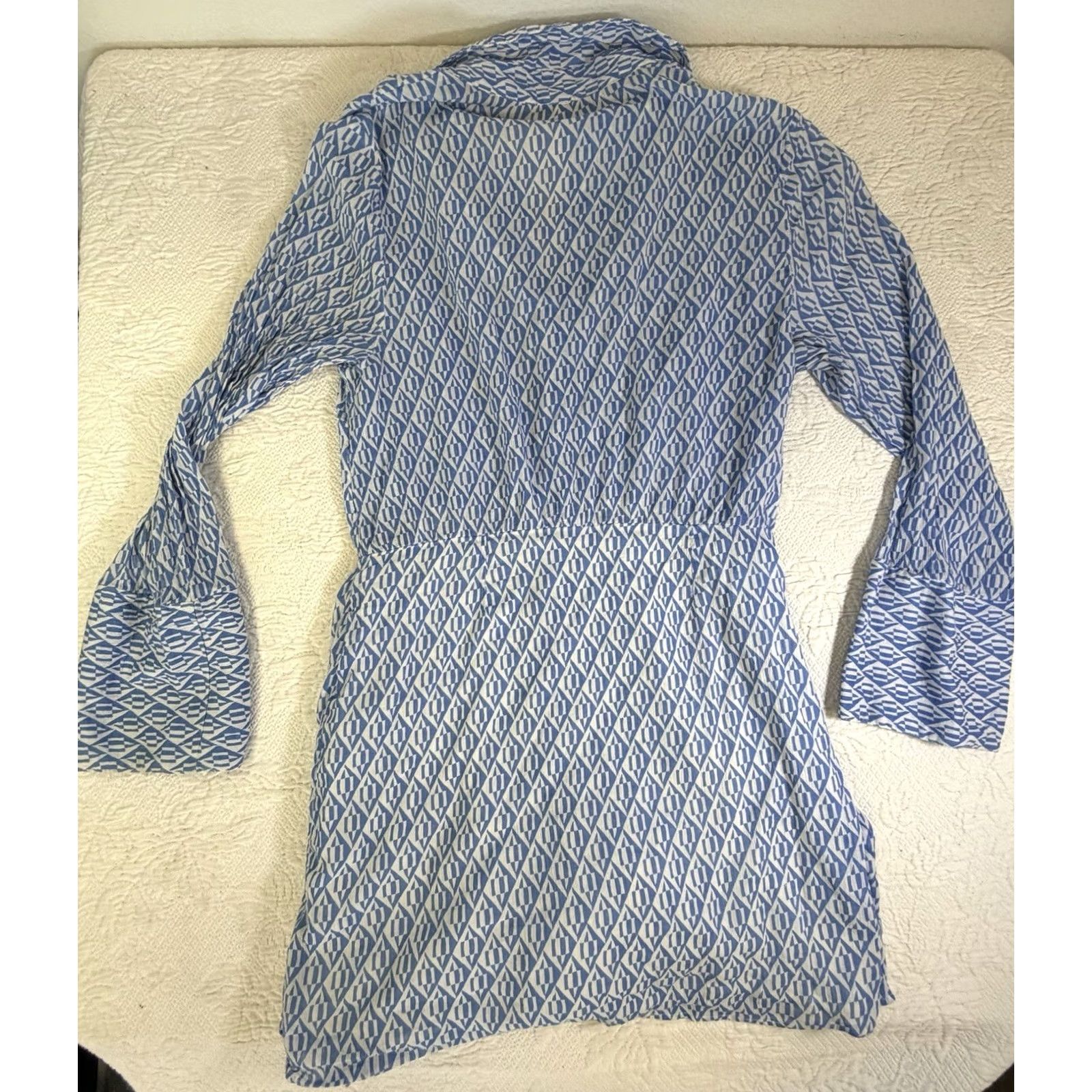 Free People VINTAGE Free People Rillo Blue Patterned Shirt Dress Button Front Beachy Womens Small Size S / US 4 / IT 40 - 3 Thumbnail