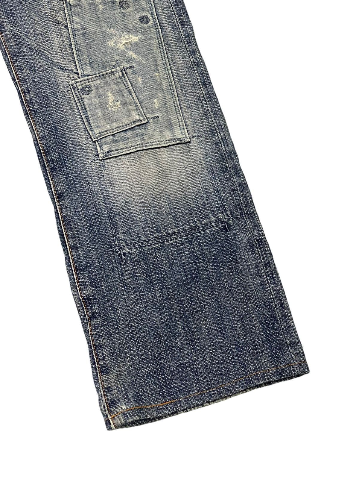 Japanese Brand Boro Jeans Bartacks Japan Patchwork Denim Cropped 7🟦9 Size US 29 - 4 Thumbnail