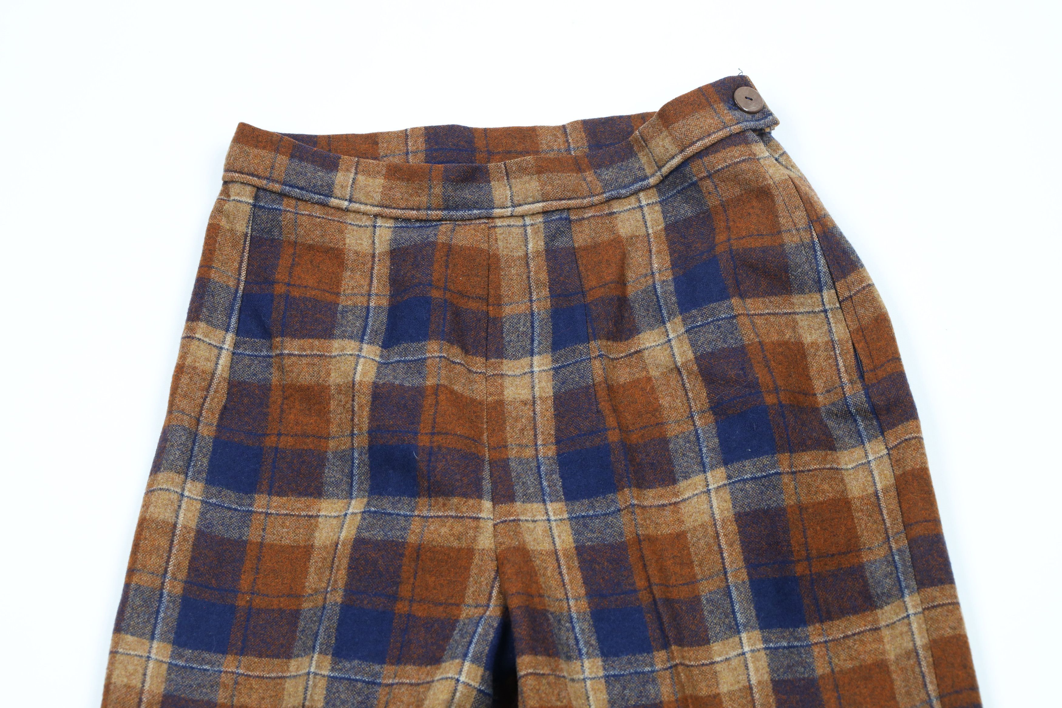 Vintage Vintage 60s 70s Streetwear Wide Leg Bell Bottoms Pants Plaid Size 26" / US 2 / IT 38 - 2 Thumbnail
