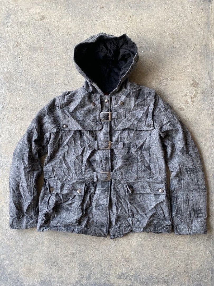 Japanese Brand Vintage Rare H Anarchy Punk Wool Bondage Hodded Jacket Size US M / EU 48-50 / 2 - 1 Thumbnail