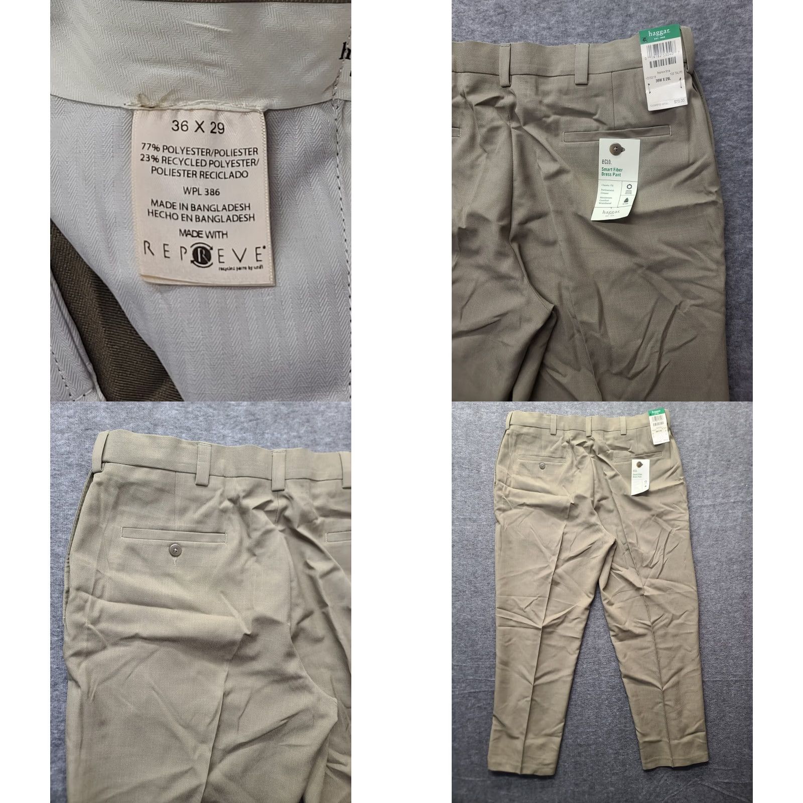 Haggar Haggar Smart Fiber Dress Pants Mens 36x29 Classic Fit Straight Leg Repreve Casual Dress Pants Worldwide Size US 36 / EU 52 - 9 Thumbnail