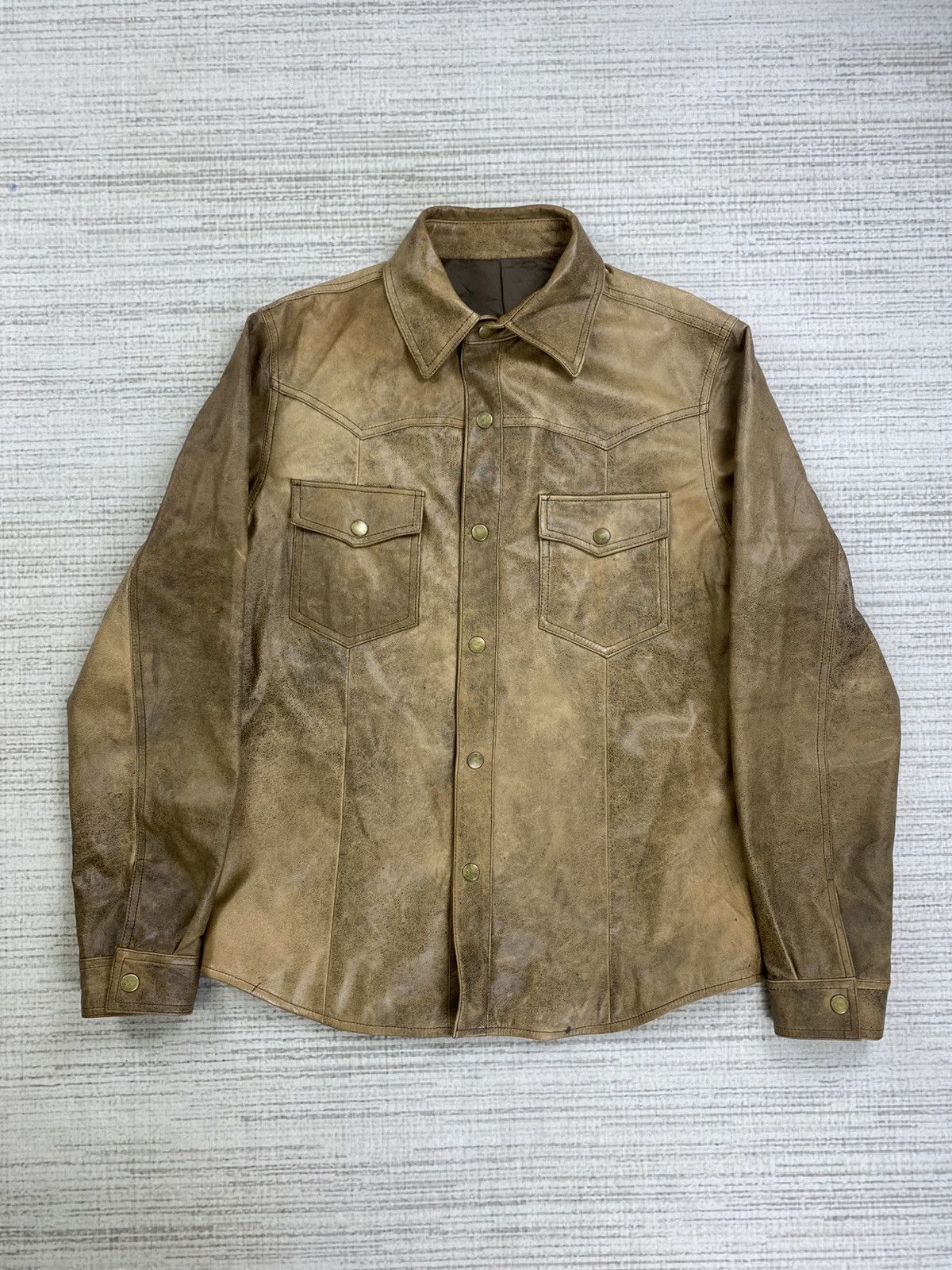 Designer × Vintage Vintage Figaro Full Leather Brown Buttoned Jacket Size US M / EU 48-50 / 2 - 1 Thumbnail