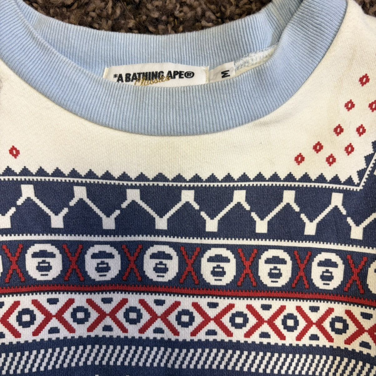Bape A Bathing Ape Light Blue Patterned Crewneck Sweatshirt Size US M / EU 48-50 / 2 - 7 Thumbnail