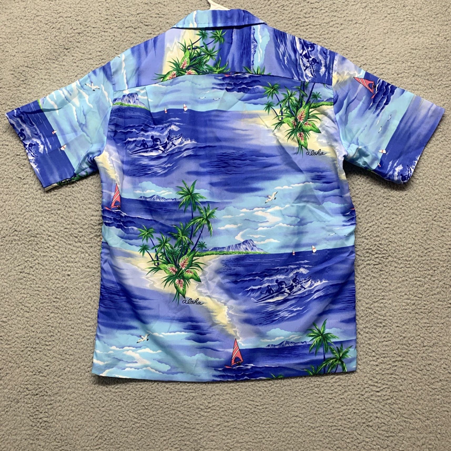 Vintage VINTAGE Royal Creations Mens Hawaiian Shirt Button-Up 1 Pocket Blue M Short Sleeve Size US M / EU 48-50 / 2 - 4 Thumbnail