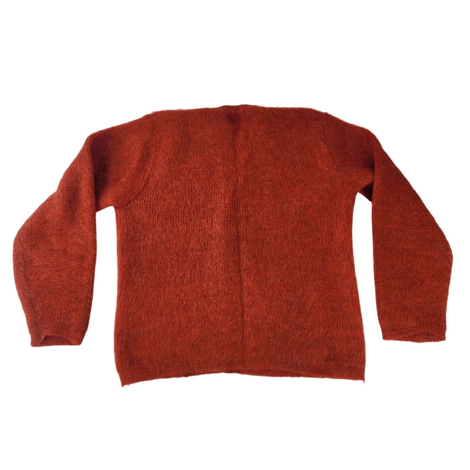 Vtg 60s Pennys Towncraft Mohair Wool Burnt Orange Cardigan M