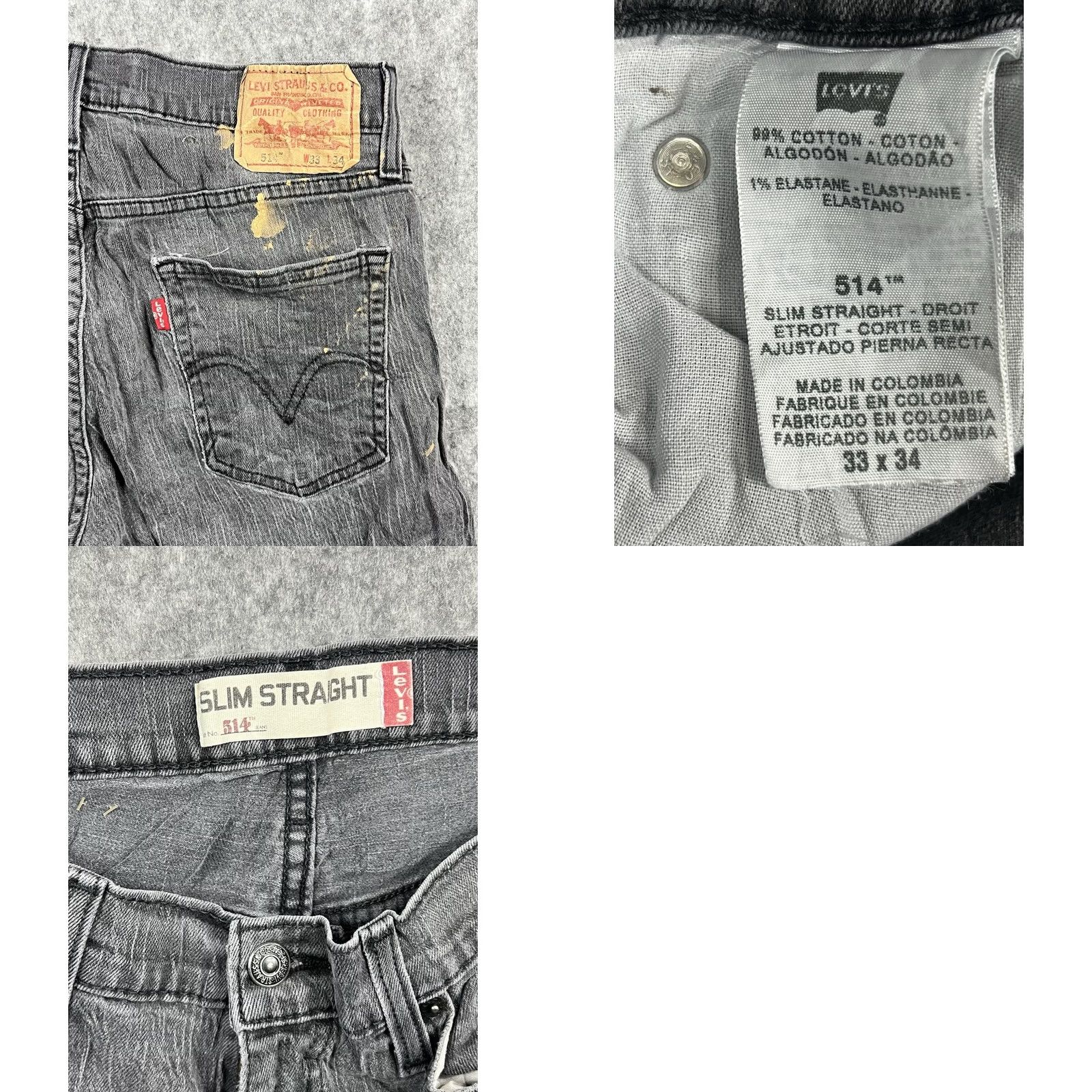 Levi's VINTAGE Levi's 514 Jeans Men Slim Straight Gray/Black 33x34 Denim Wax Stained Distressed Size US 33 - 8 Thumbnail