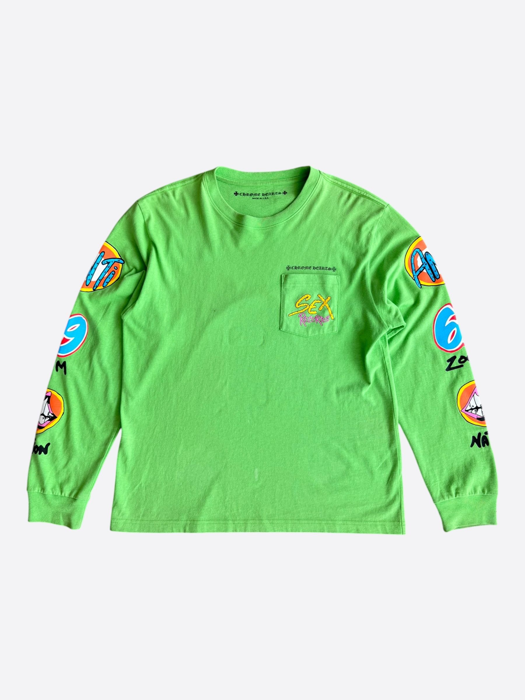 Chrome Hearts Chrome Hearts Green Sex Records Logo Longsleeve T-Shirt Size US L / EU 52-54 / 3 - 1 Thumbnail