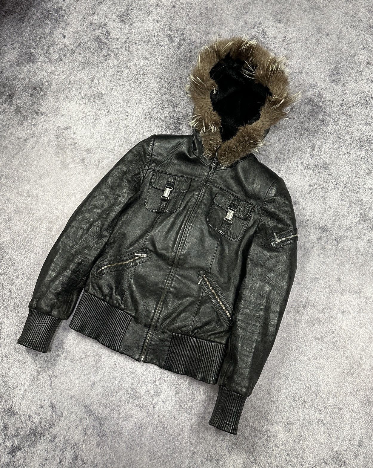 image of Y2K Opium Black Leather Jacket Avant Garde Style Usa M, Women's (Size Medium)