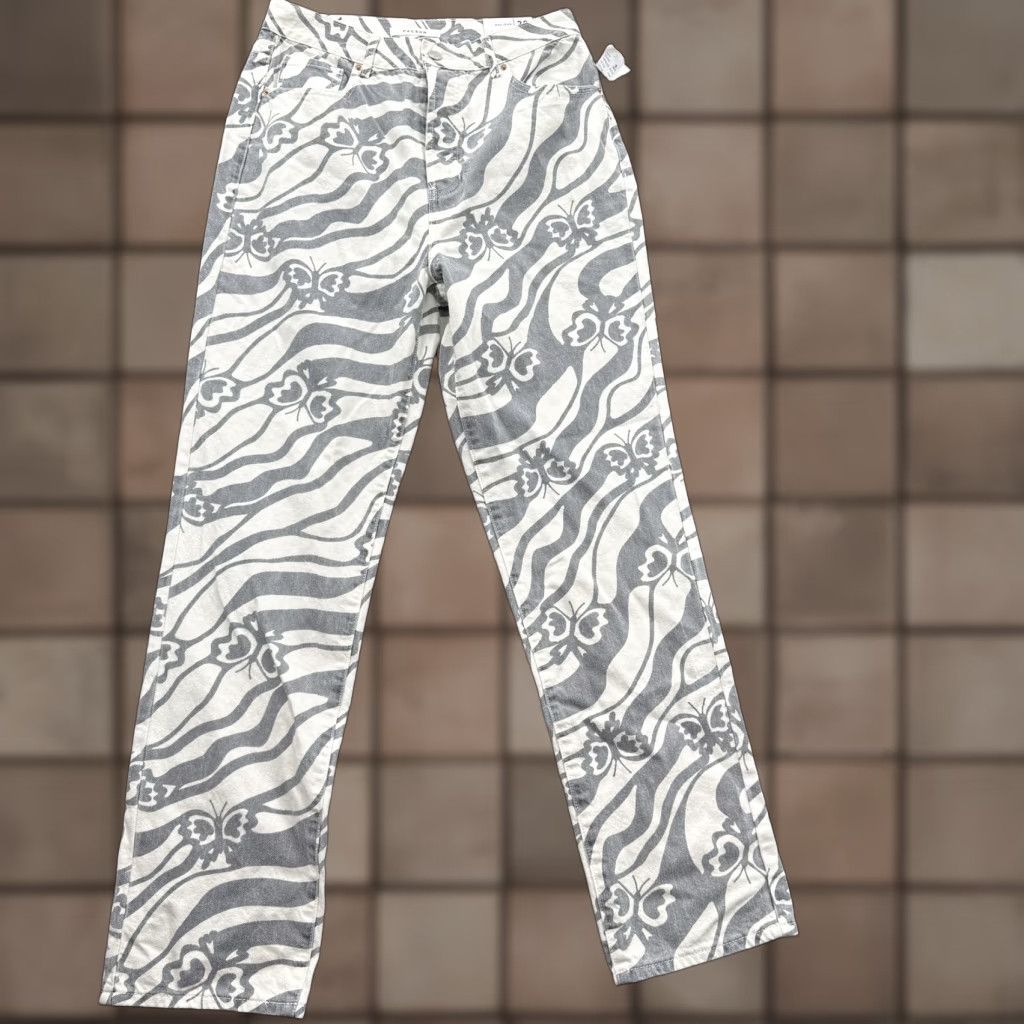 Pacsun VINTAGE PacSun Dad Jean Pants Womens 28 Gray White Trippy Butt Print Straight Leg Denim Size 28" / US 6 / IT 42 - 1 Thumbnail