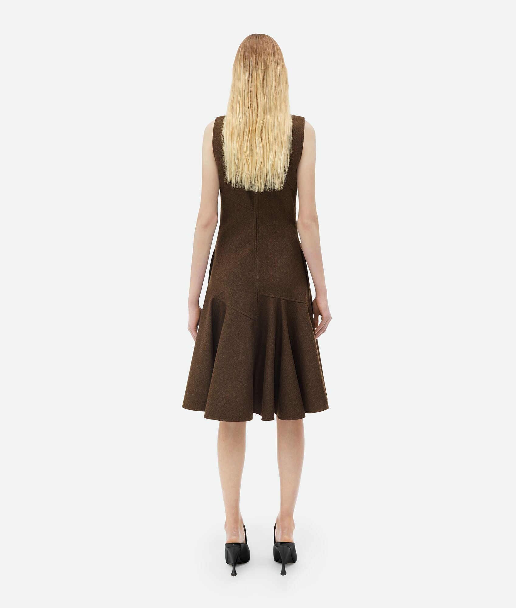 Bottega Veneta o1bcso1str0225 Wool Flannel Midi Dress in Fondant Melange Size XS / US 0-2 / IT 36-38 - 3 Thumbnail