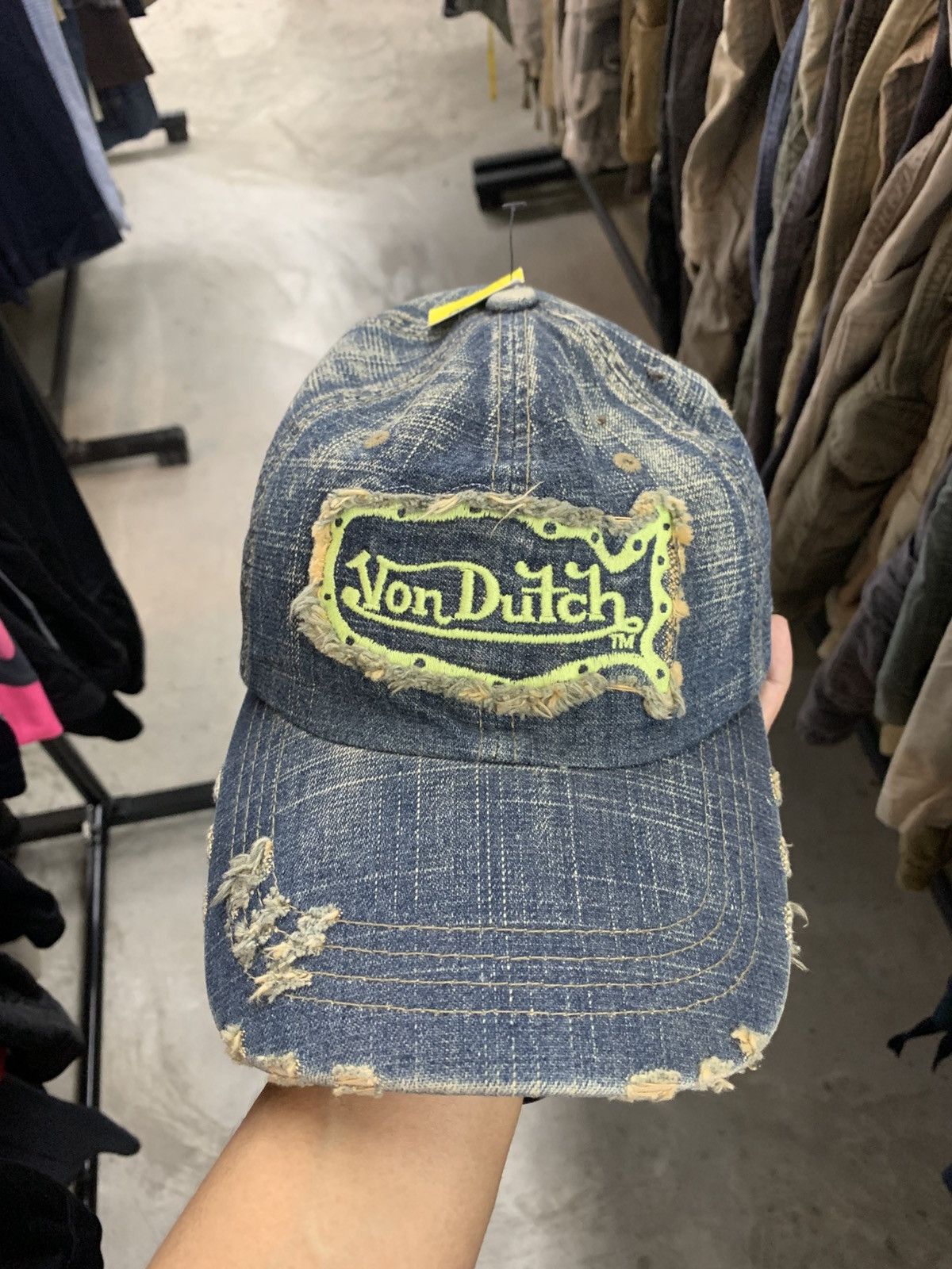 Christian Audigier × Von Dutch Von Dutch Distress Denim Inspired Travis Scott Trucker Cap Size ONE SIZE - 1 Thumbnail