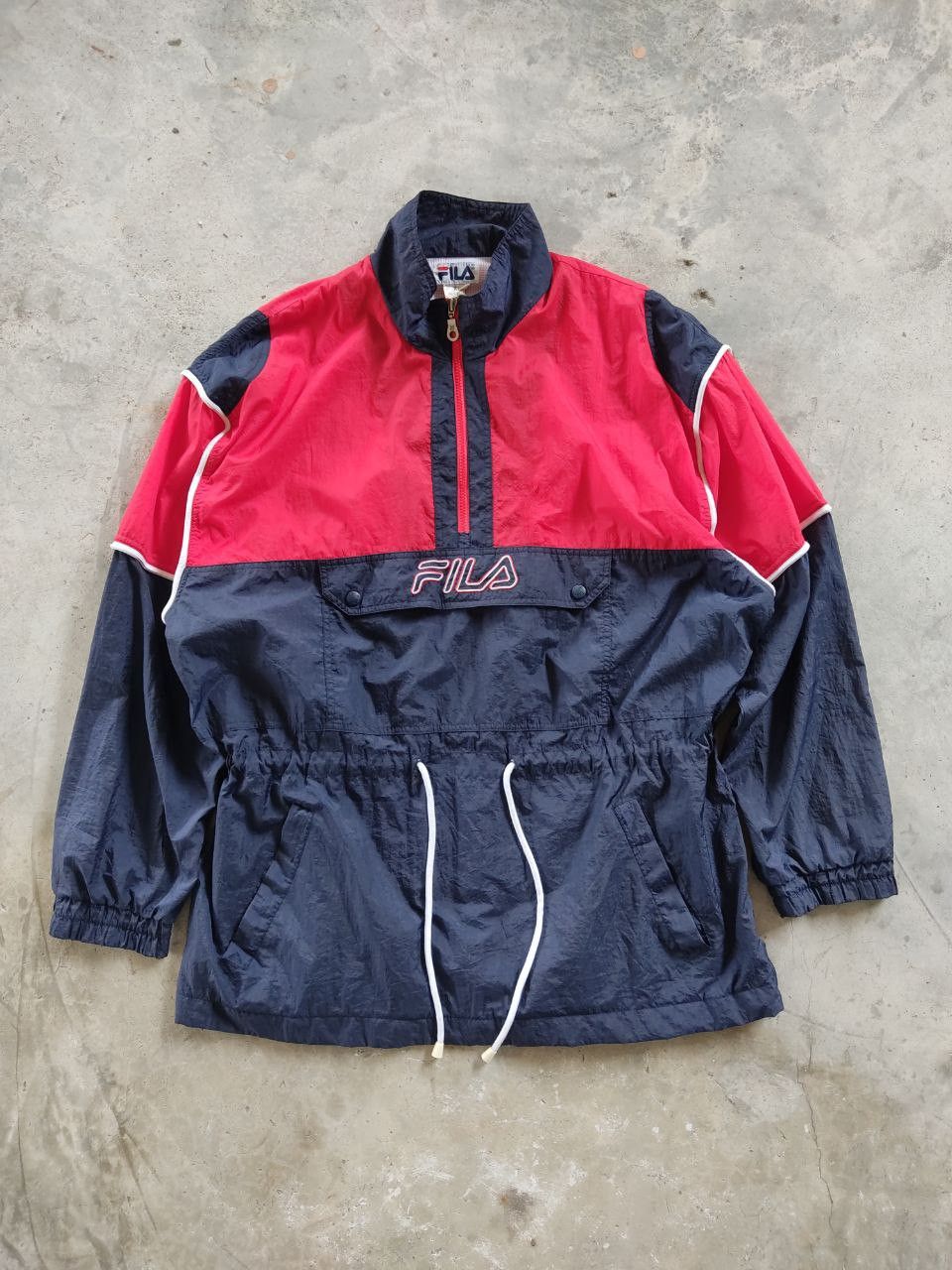 Fila × Vintage Vintage 90s Fila Center Spellout Half Zipper Light Jacket Size US XL / EU 56 / 4 - 2 Thumbnail