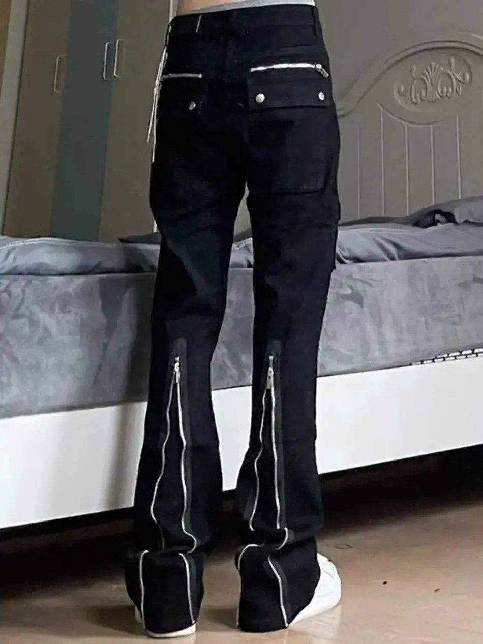 Japanese Brand Straight micro flared zipper split casual jeans Size US 30 / EU 46 - 1 Thumbnail