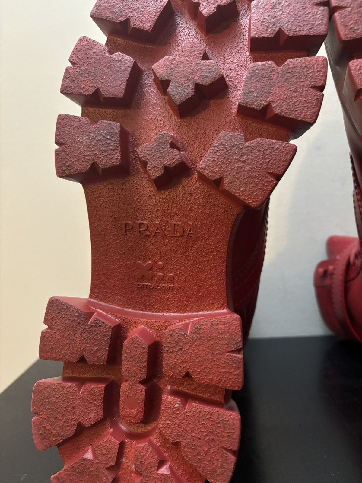 Prada Prada Re Nylon Monolith Pouch Combat Boots Red Size US 9.5 / EU 42-43 - 9 Thumbnail
