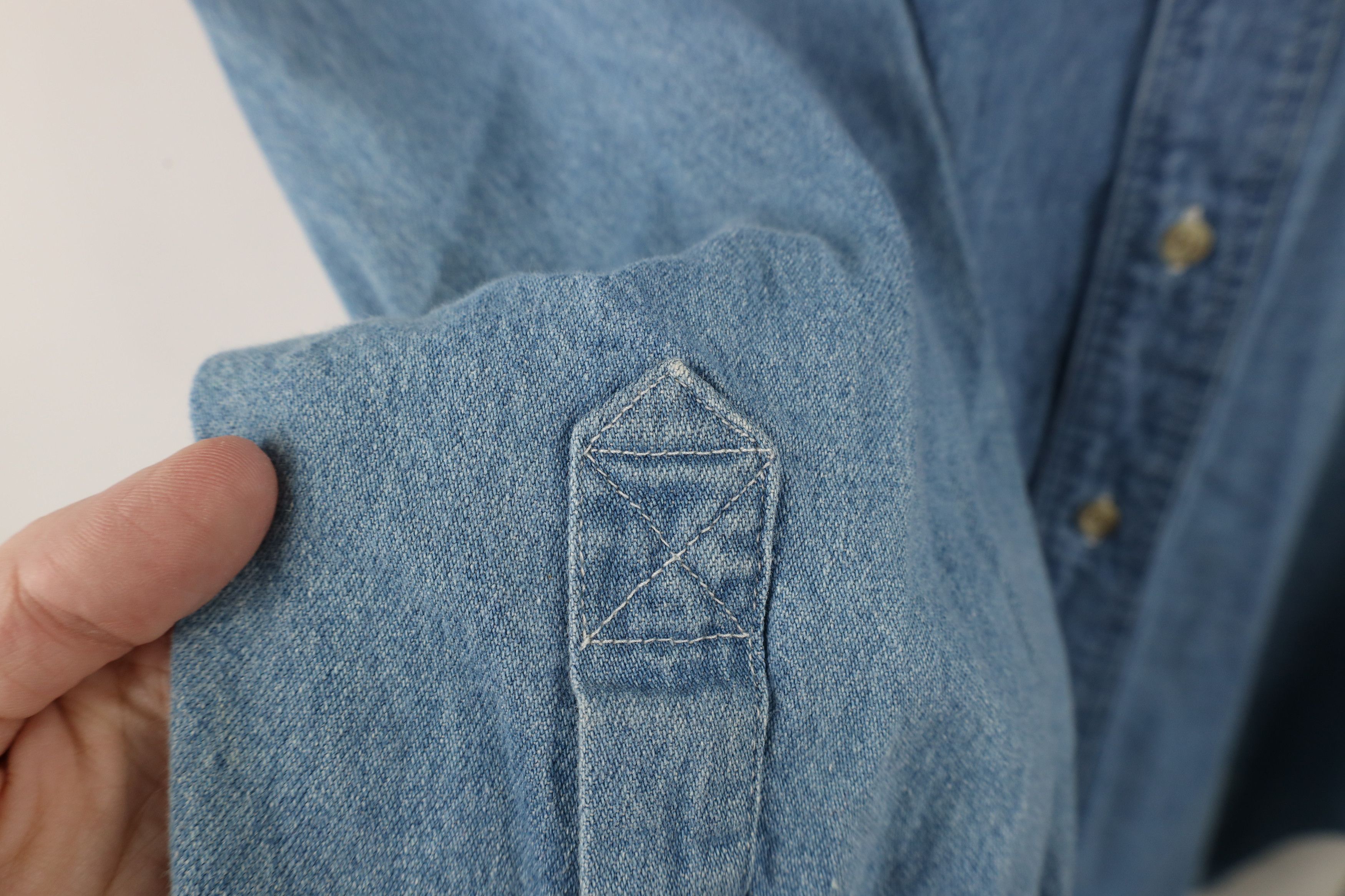 Vintage Vintage 90s Streetwear Jean Band Collar Button Shirt Blue Size US L / EU 52-54 / 3 - 4 Thumbnail