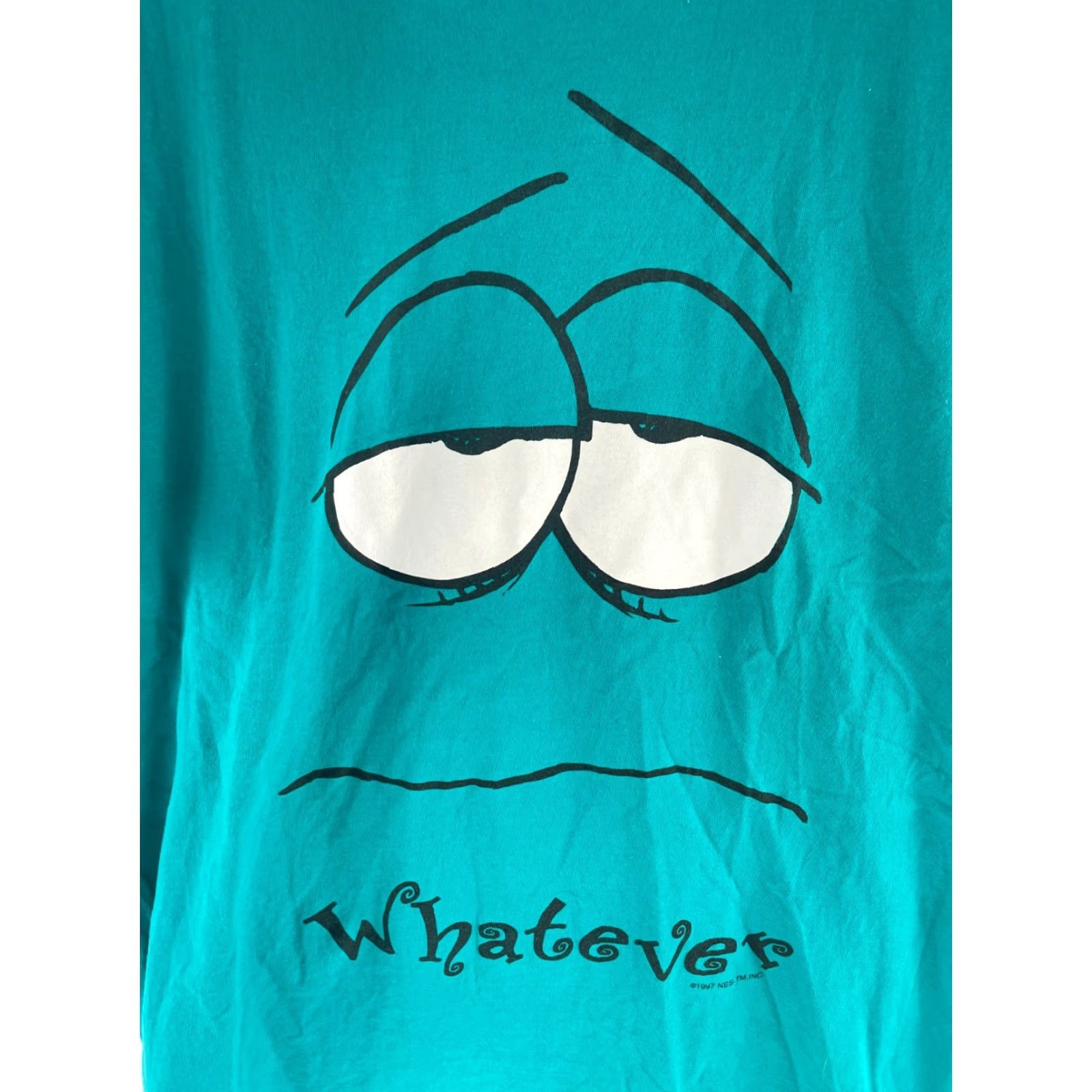Vintage Living In Attitudes T-shirt Mens Large Turquoise "Whatever Facial Expression" Shirt Regular Breathable Funny Size US L / EU 52-54 / 3 - 3 Thumbnail