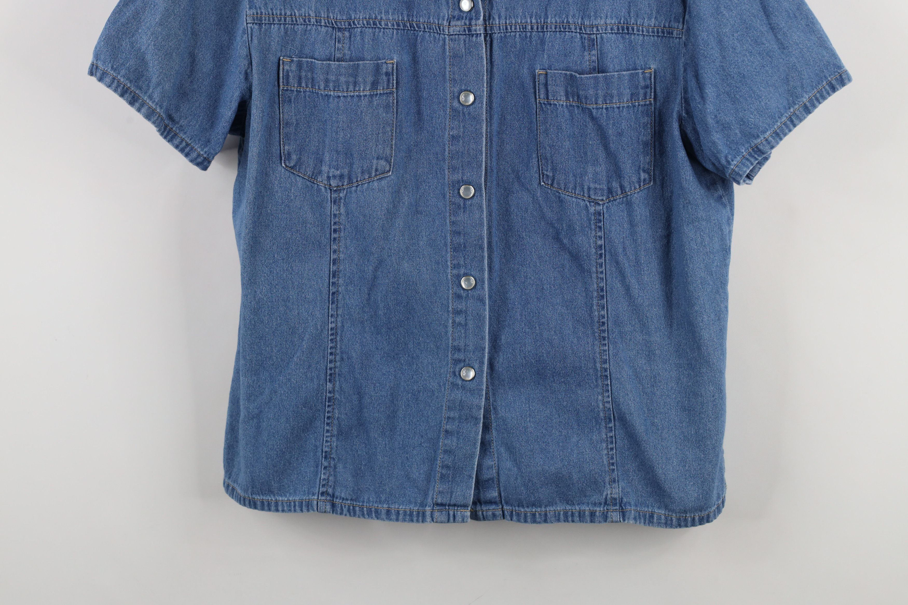 Vintage Vintage 90s Y2K Babydoll Snap Button Denim Jean Shirt Blue Size M / US 6-8 / IT 42-44 - 3 Thumbnail