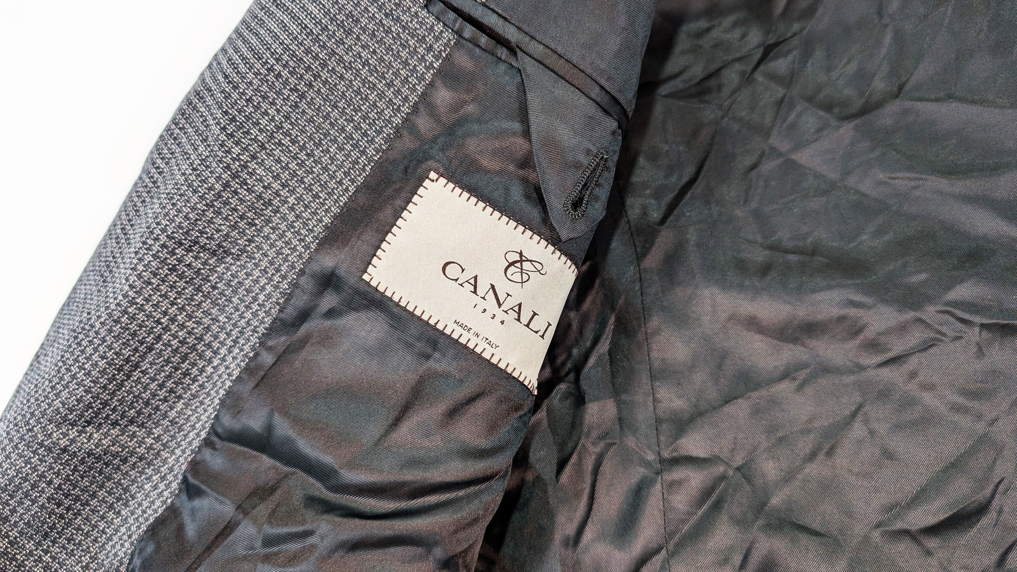 Canali Canali Houndstooth Gray Wool Suit Jacket Size 42R Size 42R - 7 Thumbnail